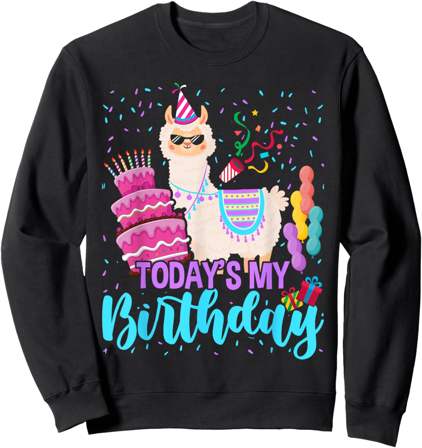 Todays My Birthday Llama Boy Family Party Decorations Sweatshirt - Sweatshirt | Black