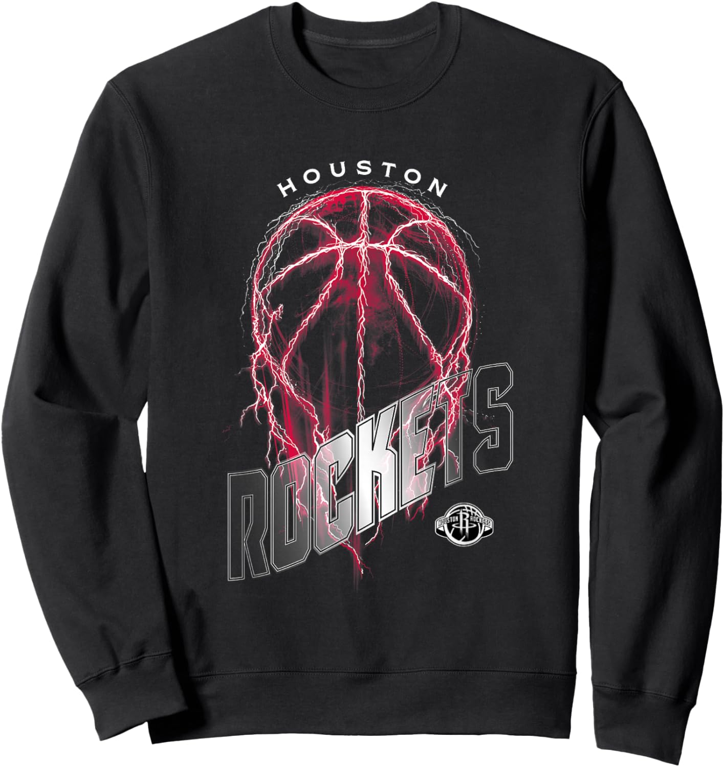 NBA Houston Rockets Lightning Bolt Basketball Logo Sweatshirt - Sweatshirt | Black