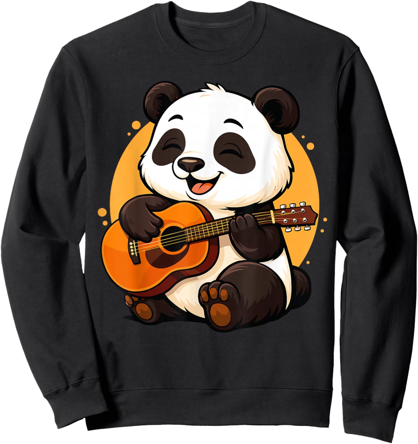 Panda Playing Guitar Graphic Panda Boys Girls Guitar Lover Sweatshirt - Sweatshirt | Black