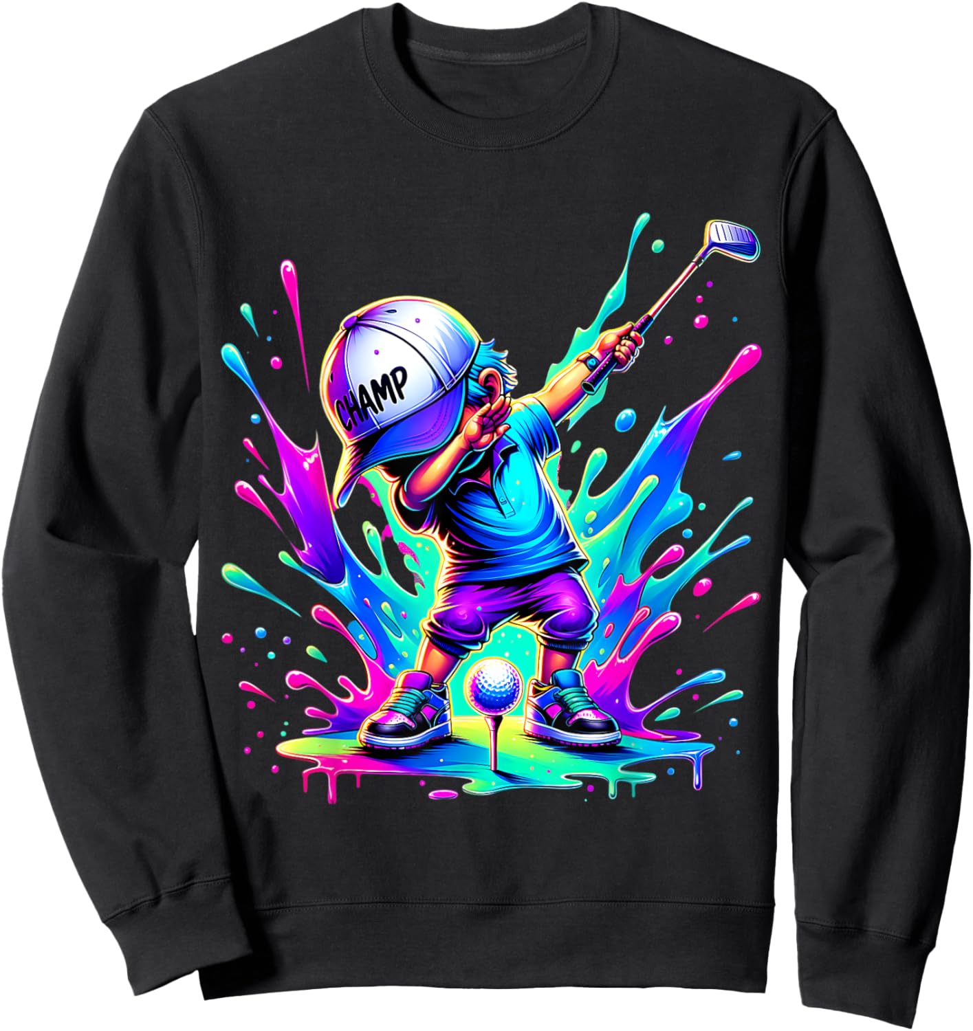 Dabbing Golfer Funny Golfing Golfer Dad Men Boys Kids Youth Sweatshirt - Sweatshirt | Black