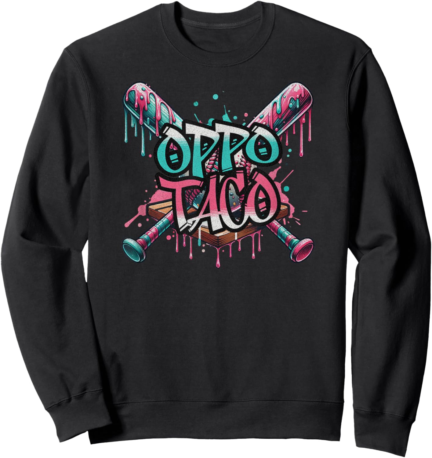 Oppo Taco Funny Baseball Ice Cream Dripping Sweatshirt - Sweatshirt | Black