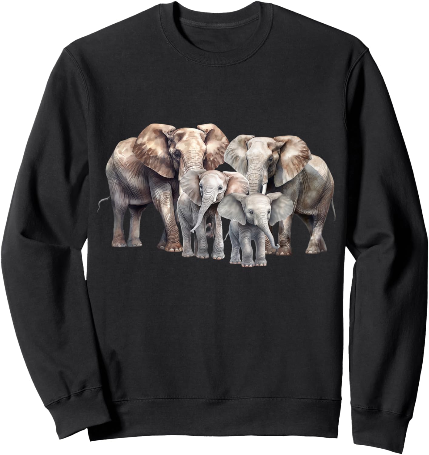 Elephant Family Elephant Women Kids Boys Girls Sweatshirt - Sweatshirt | Black