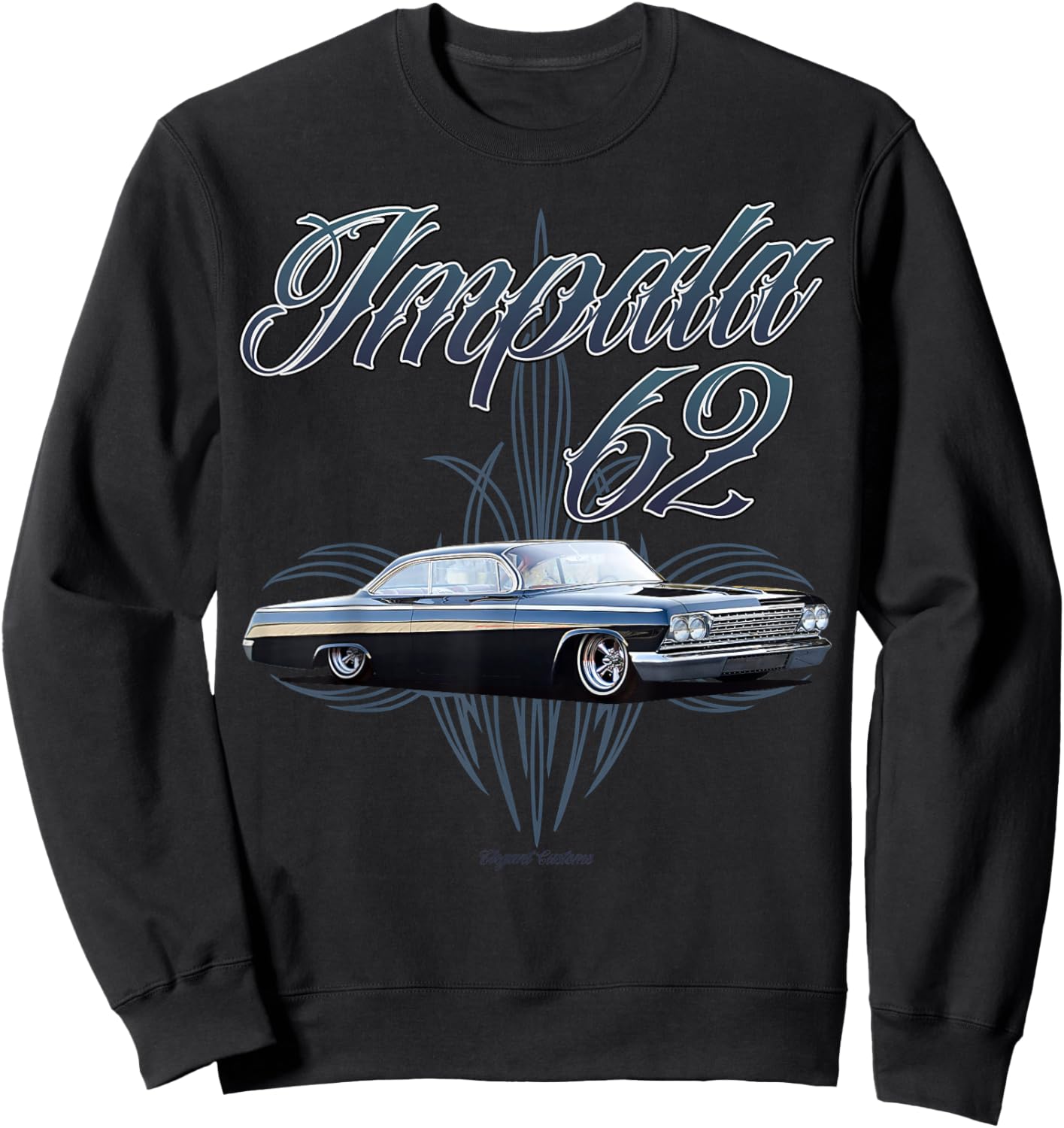 1962 Impala w text Low Rider Kustom Lead Sled Hot Rod Muscle Sweatshirt - Sweatshirt | Black