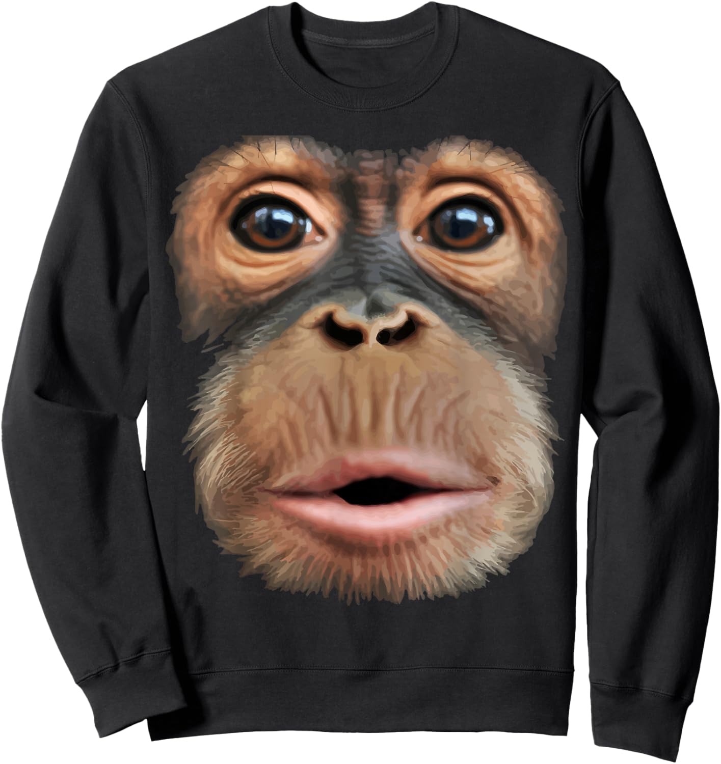 Monkey Face Breath Funny Men Women Halloween Costume Sweatshirt - Sweatshirt | Black