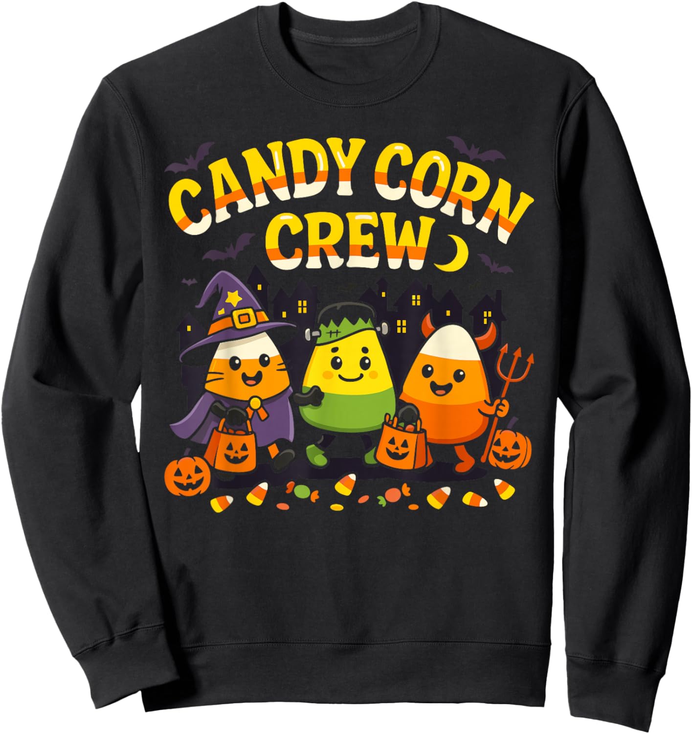 Cute Candy Corn Crew Halloween Matching Family Sweatshirt - Sweatshirt | Black