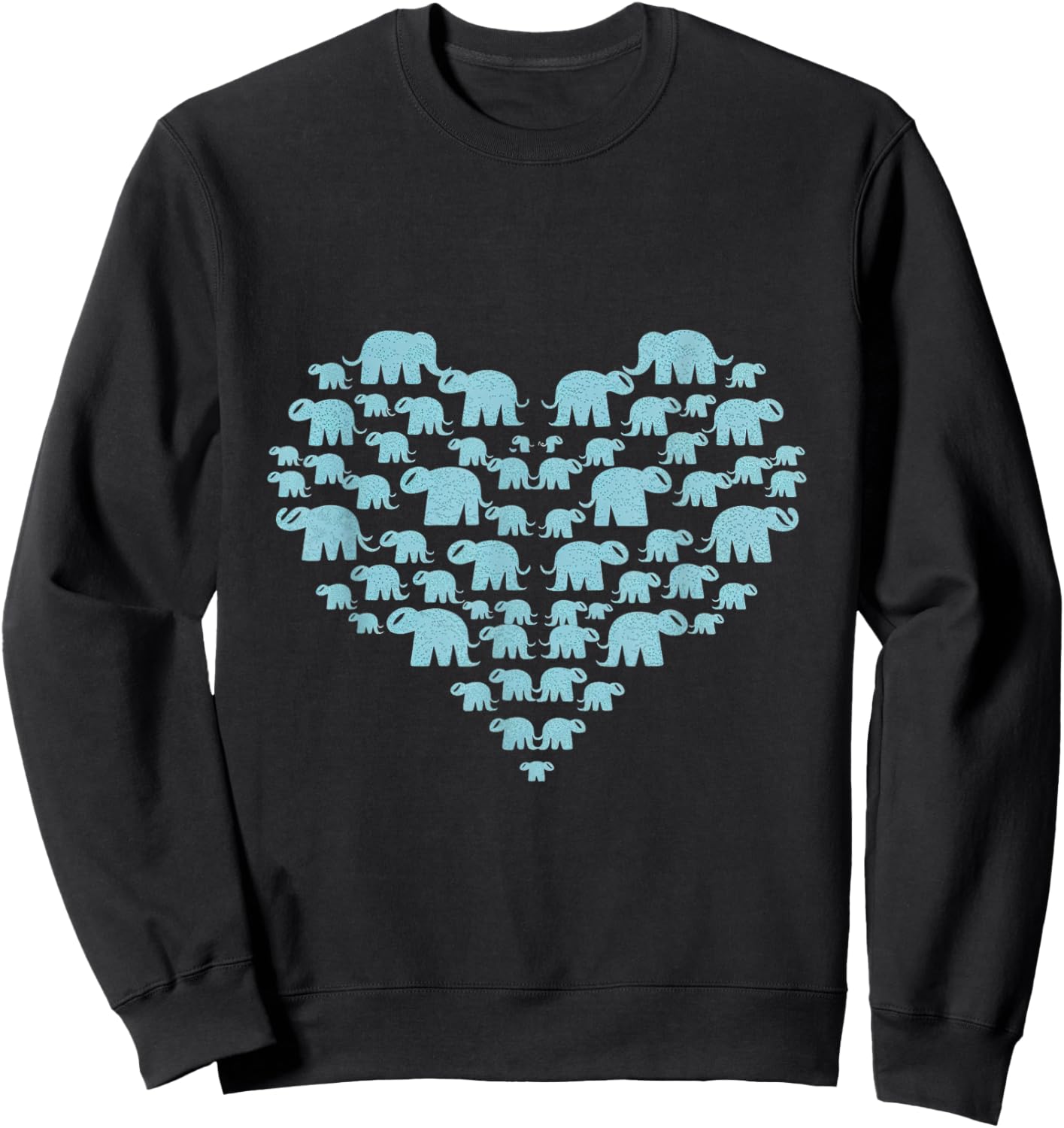 Heart Elephants Love Animal Wildlife Elephant Sweatshirt - Sweatshirt | Black