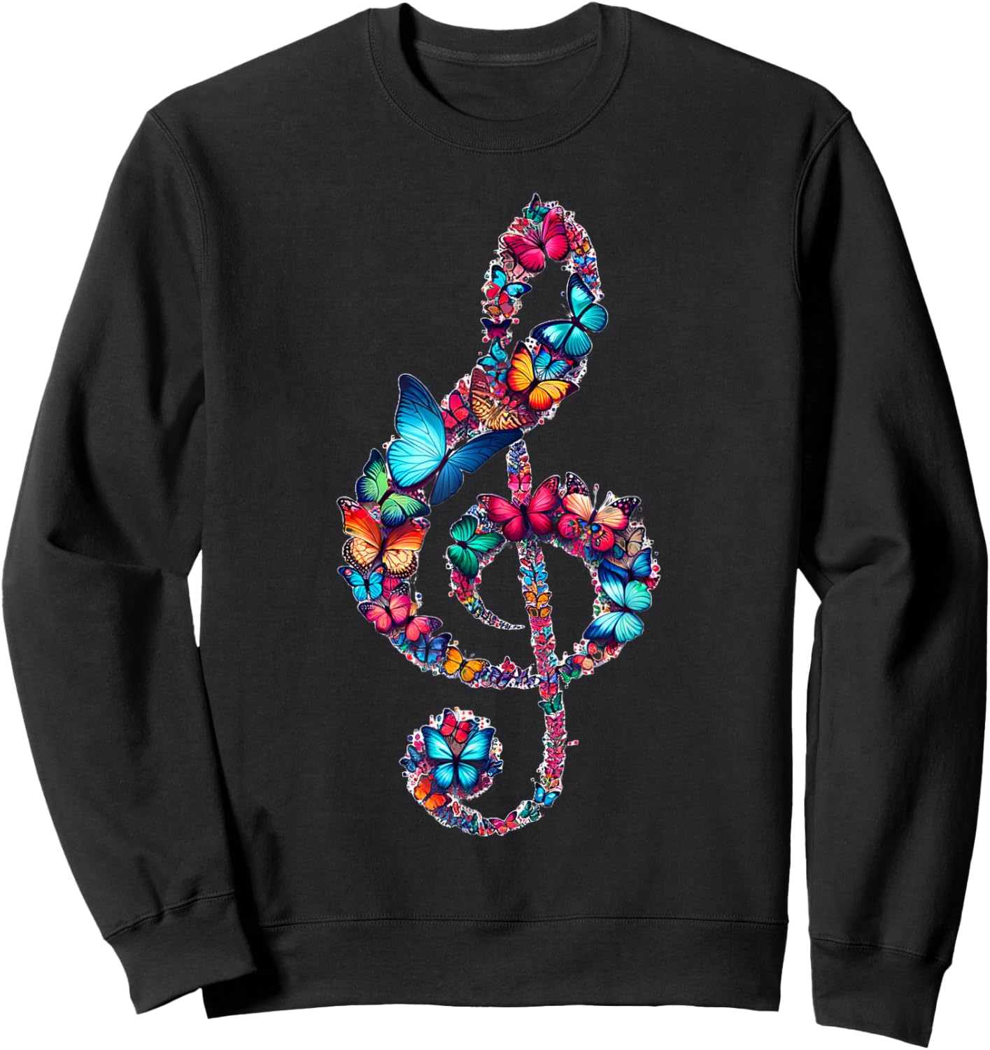 Butterflies Treble Clef Butterfly Musical Note Music Sweatshirt - Sweatshirt | Black