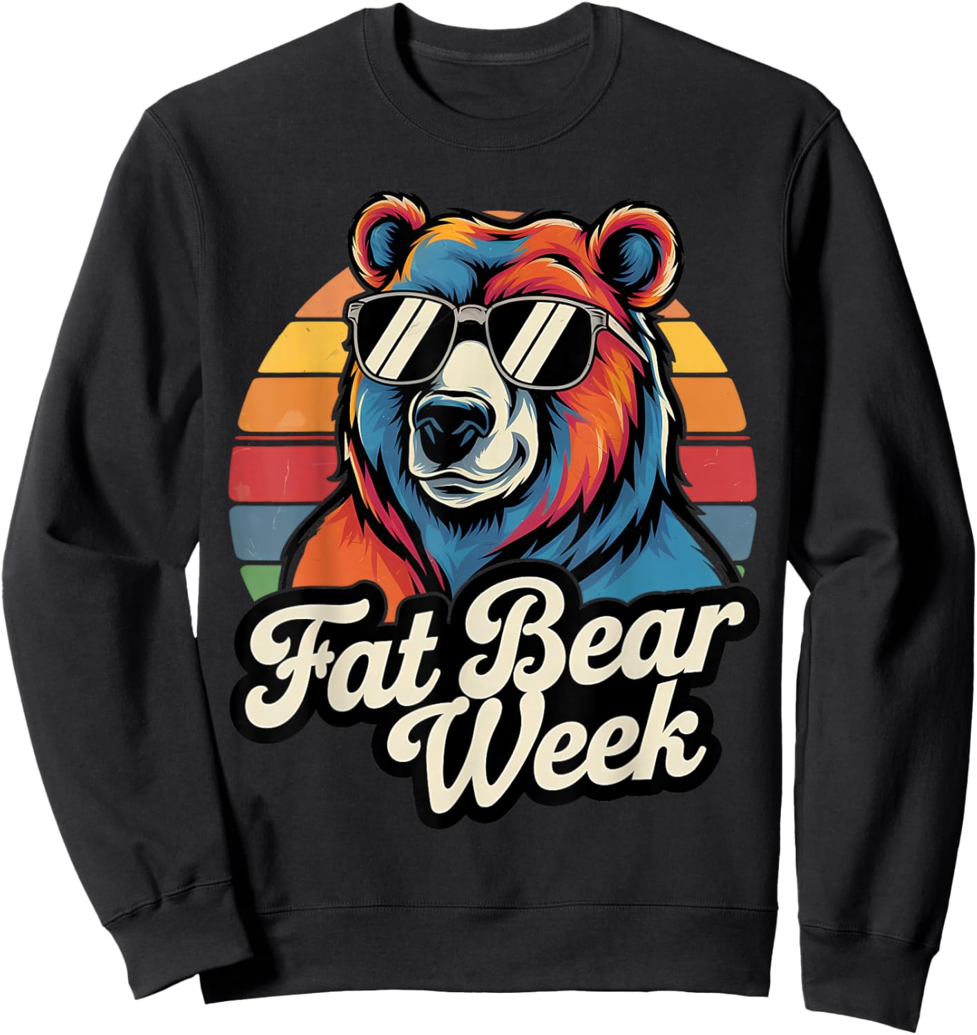 Fat Bear Week Retro Bear Sunglasses Nature Lovers Sweatshirt - Sweatshirt | Black
