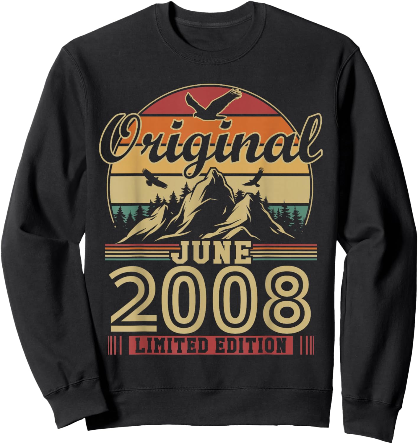 Vintage Cadeau Anniversaire 18 Ans pour Né en Juin 2008 Sweatshirt - Sweatshirt | Black