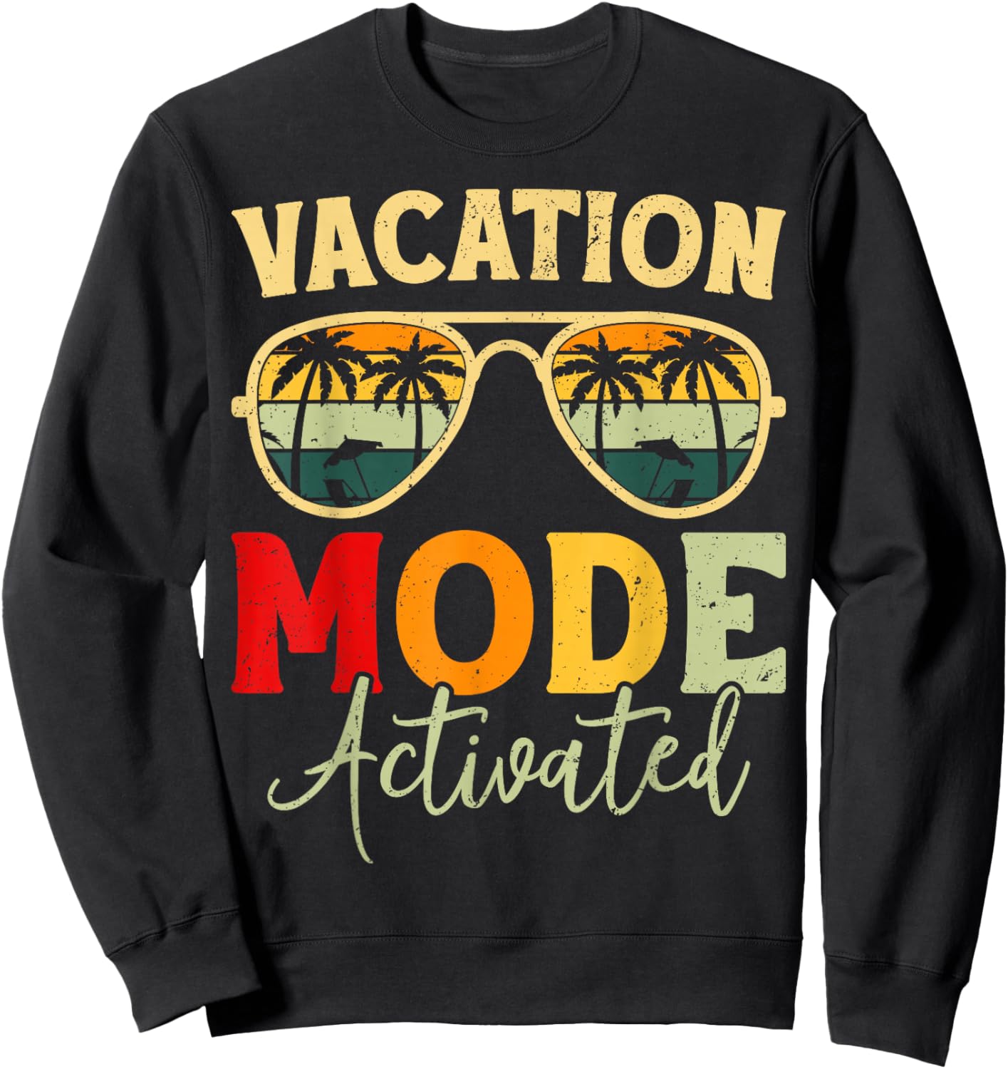 Funny Cruise Vacation Vacay Mode Activated Men Sun Sweatshirt - Sweatshirt | Black