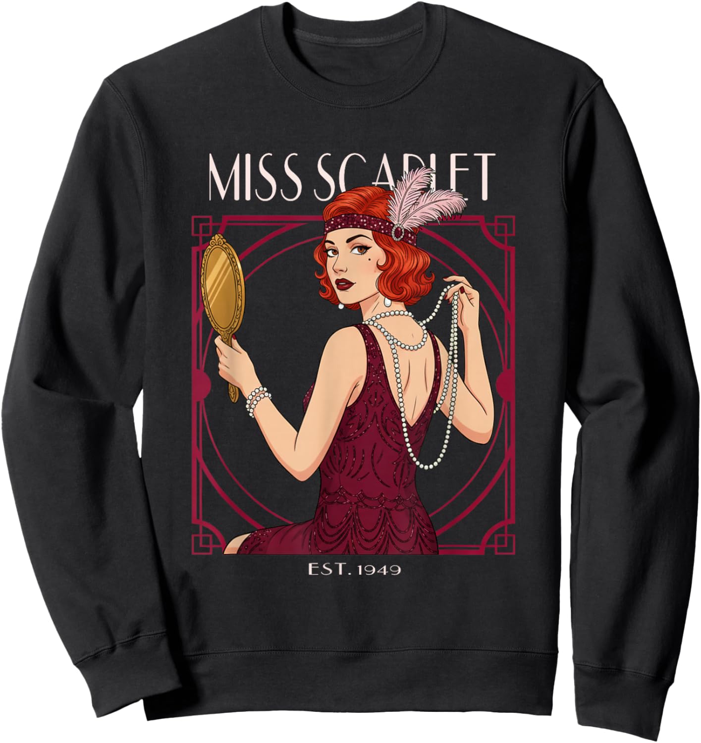 Miss Scarlet Suspect - Clue Game Sweatshirt - Sweatshirt | Black
