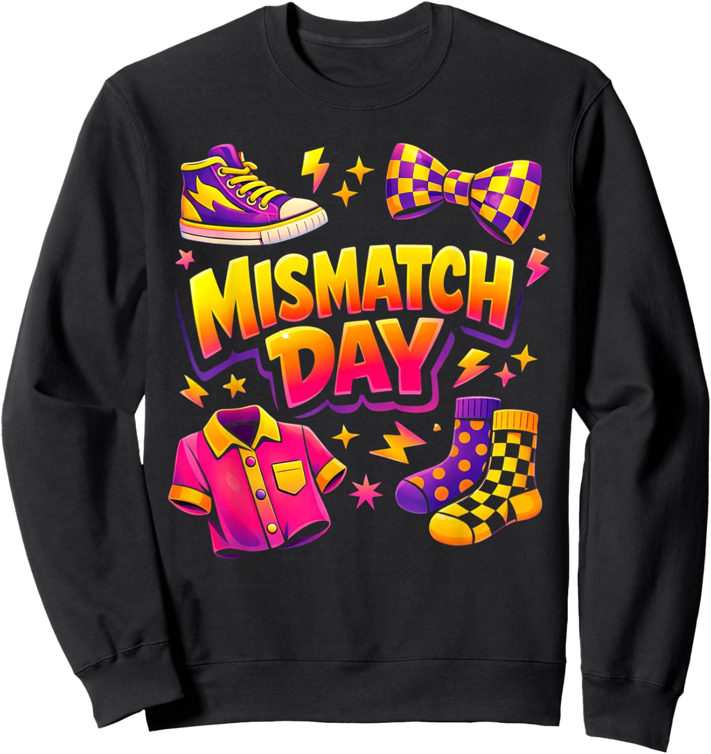 Mismatch Day Summer Wacky Mismatch Day Tacky Day Funny Sweatshirt - Sweatshirt | Black