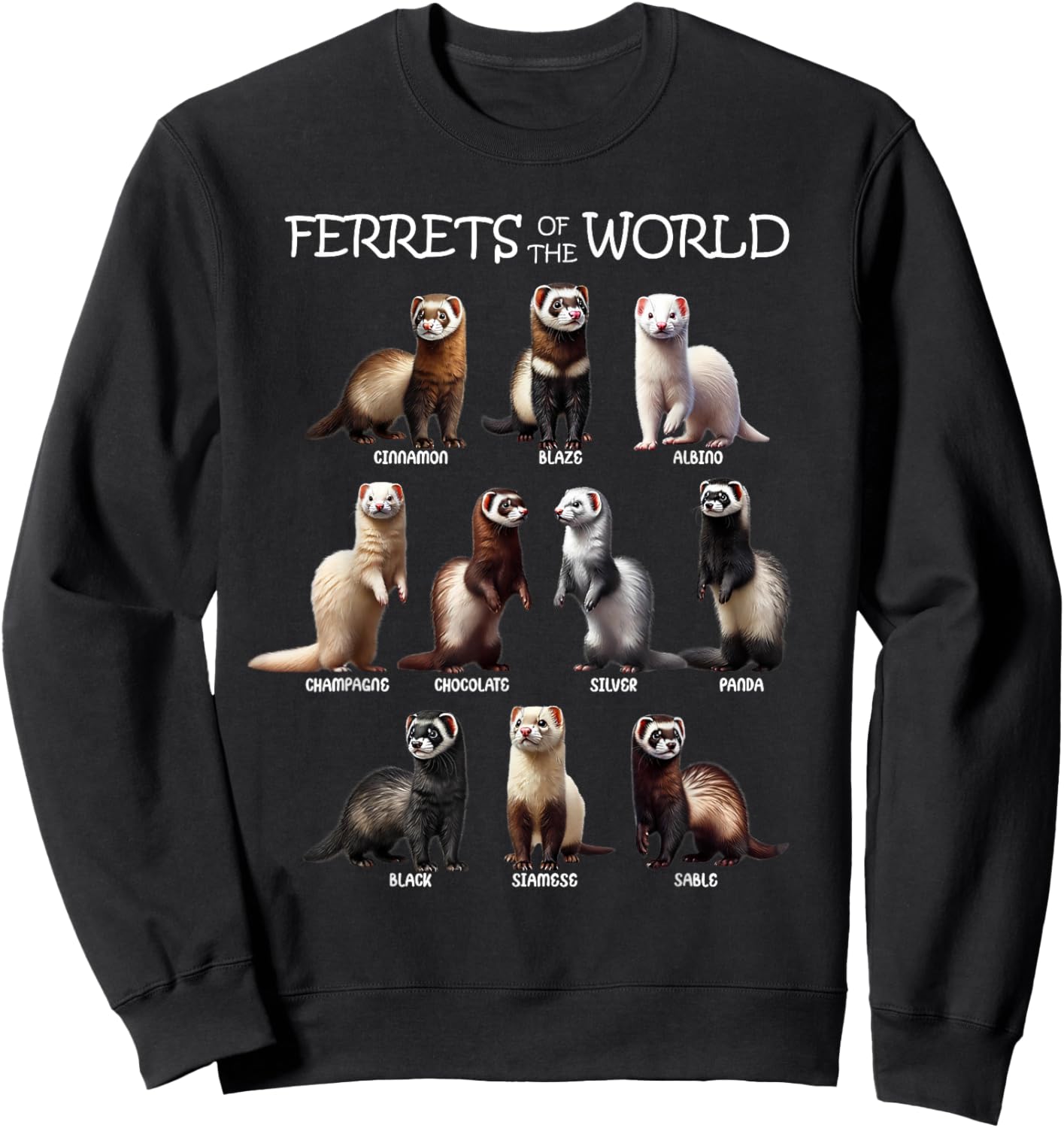 Ferrets of the World Animal Lover Sweatshirt - Sweatshirt | Black