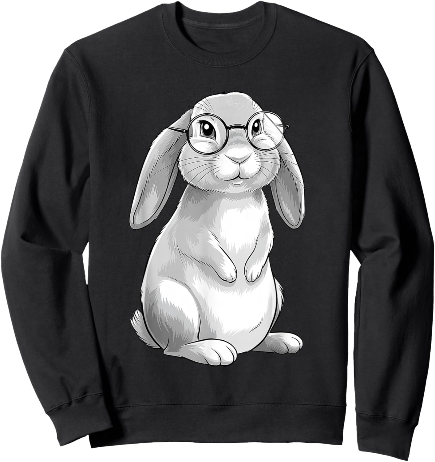 Cute Bunny Geek Nerd Rabbit Hipster Girls Teens Kids Sweatshirt - Sweatshirt | Black