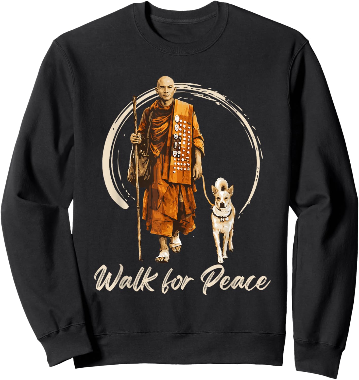 Peace Walking Monks and Aloka Dog Walk for Peace Sweatshirt - Sweatshirt | Black