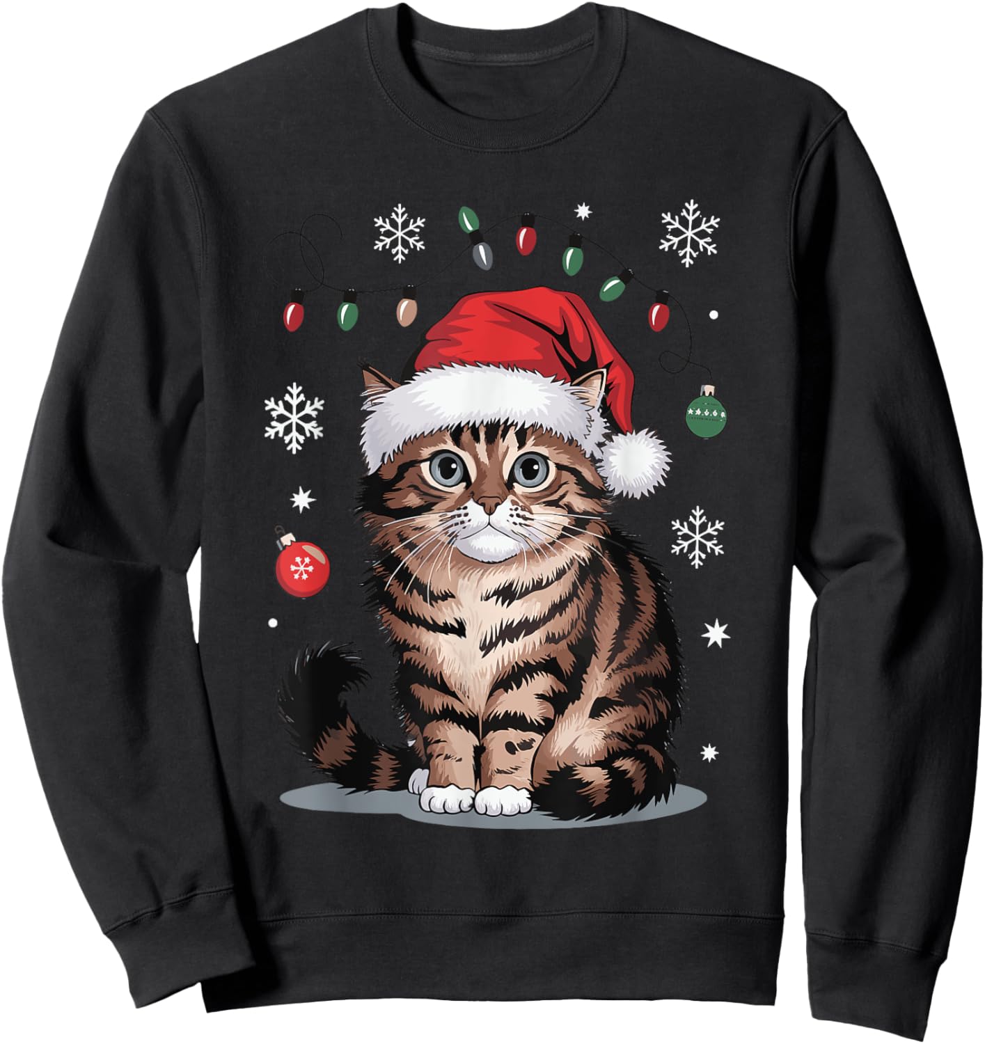 Cat Christmas Sweatshirt - Sweatshirt | Black