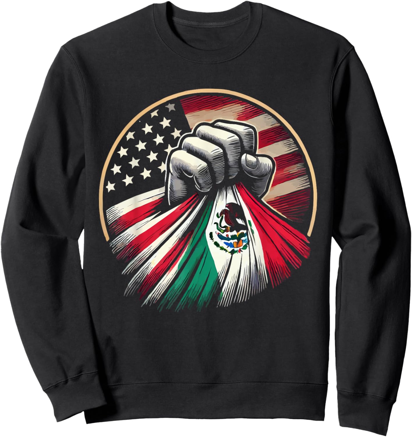 Half Mexican Half American USA Flag Mexico America Sweatshirt - Sweatshirt | Black