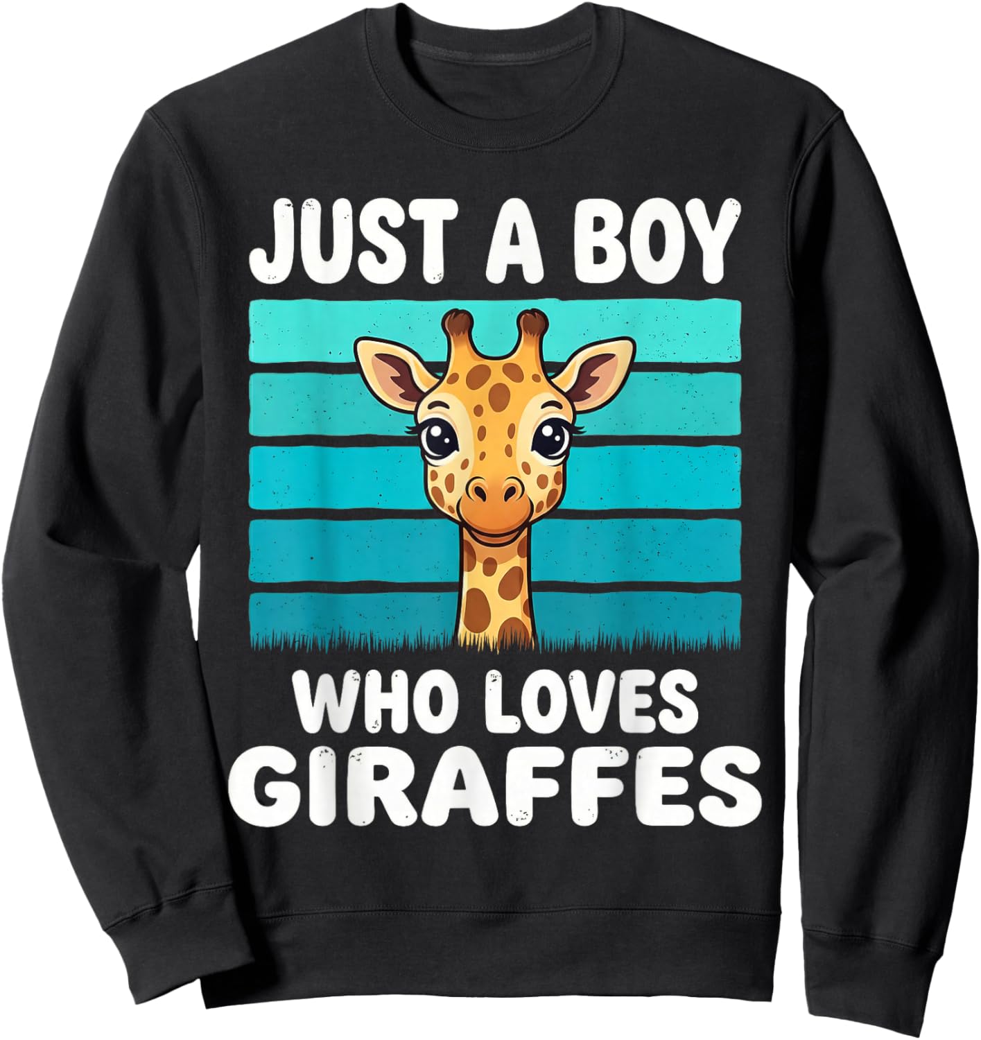 Just a Boy Who Loves Giraffes Funny Giraffe Lover Kids Boys Sweatshirt - Sweatshirt | Black