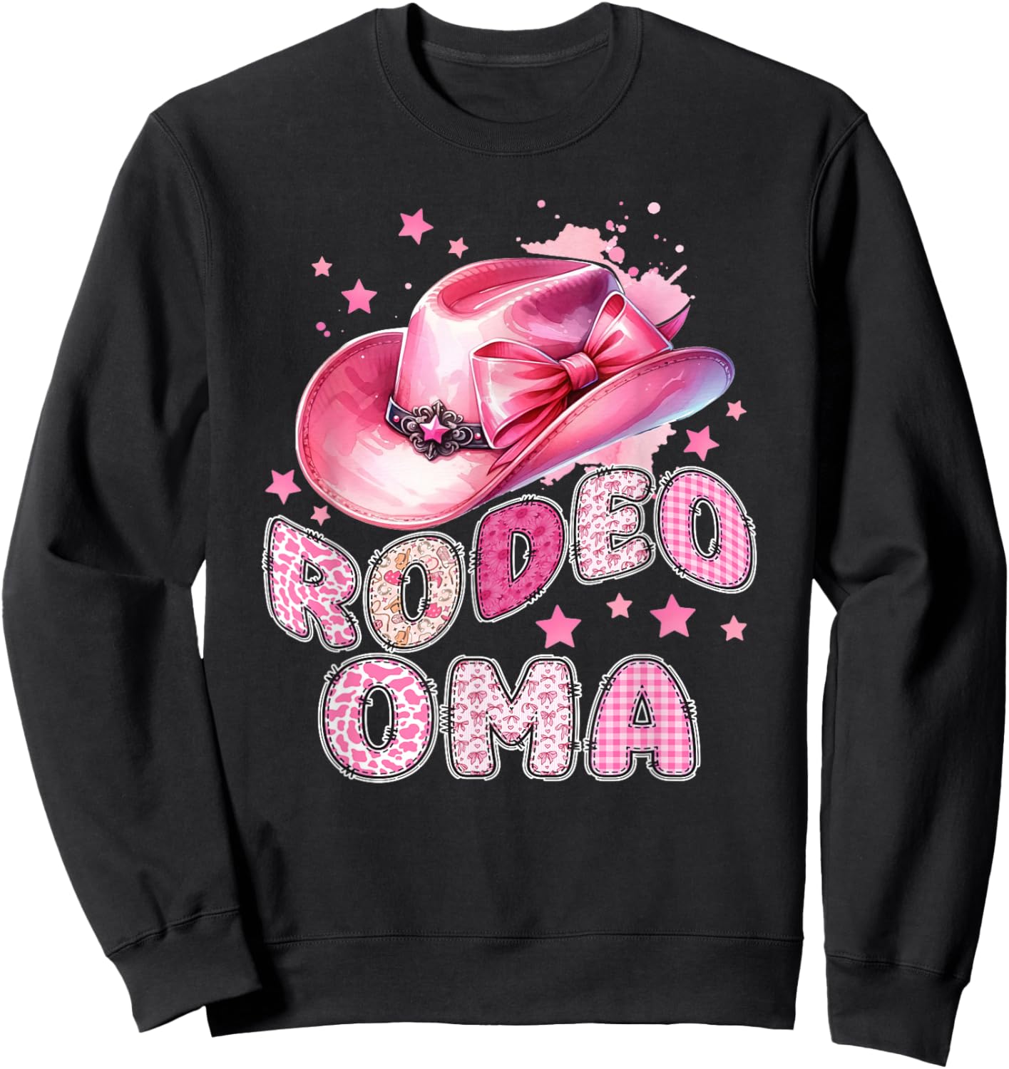 Rodeo Oma Pink Cowgirl 1St Birthday Family Matching Sweatshirt - Sweatshirt | Black