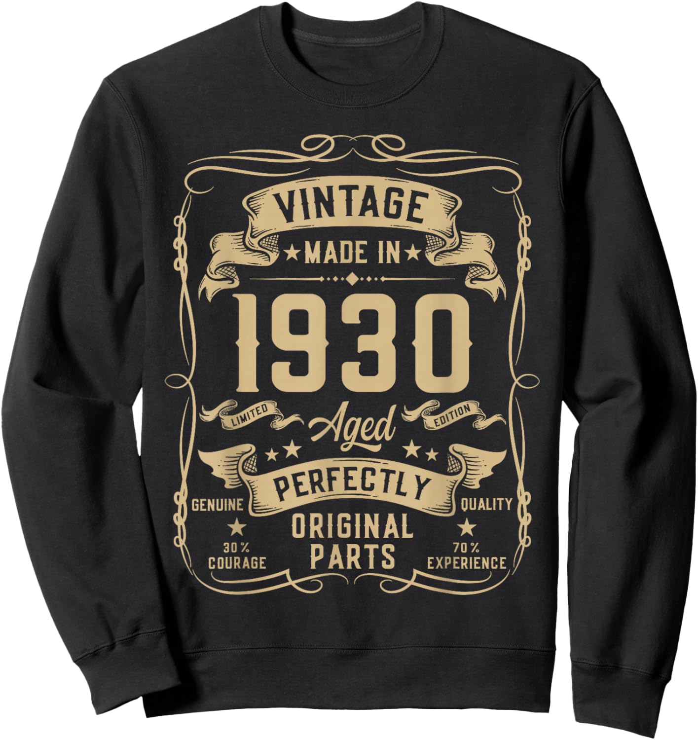 Vintage 1930 96yr 96th Birthday Gifts 96 Years Old Sweatshirt - Sweatshirt | Black