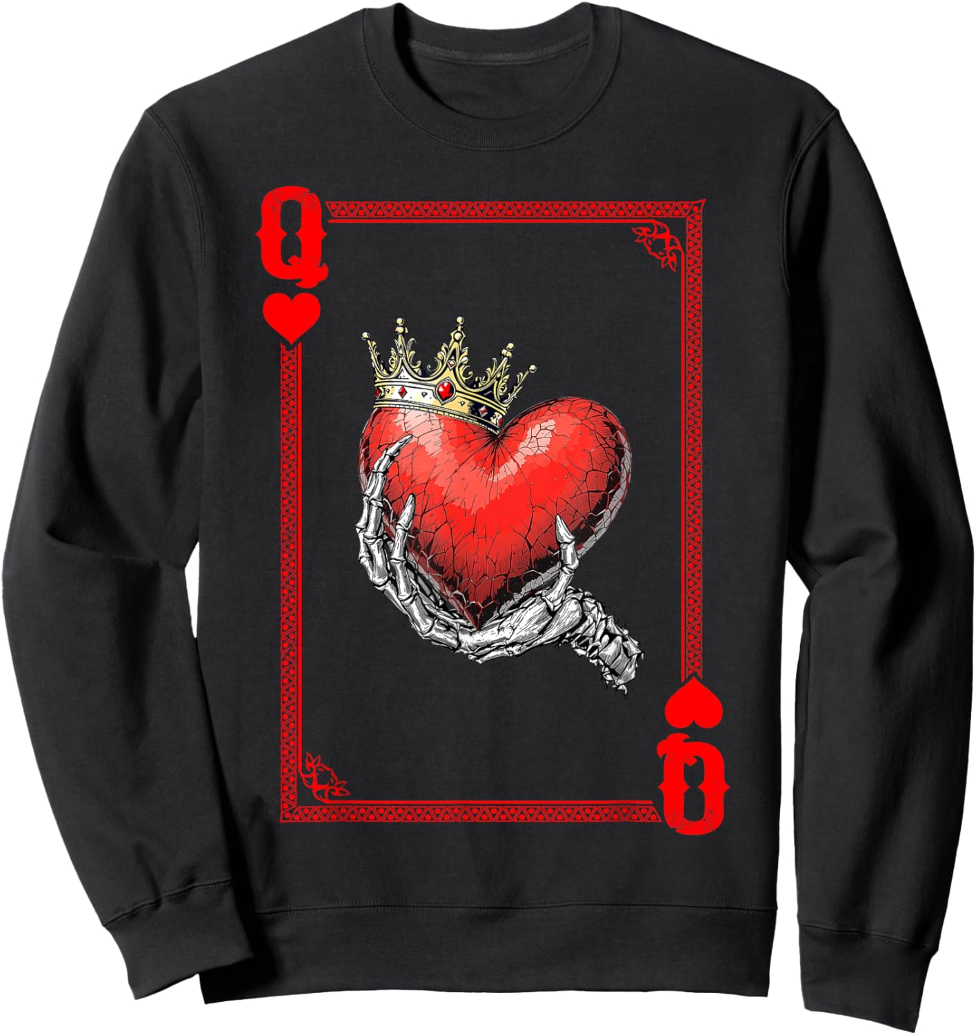 Queen King Of Hearts Playing Card Couple Matching Valentine Sweatshirt - Sweatshirt | Black