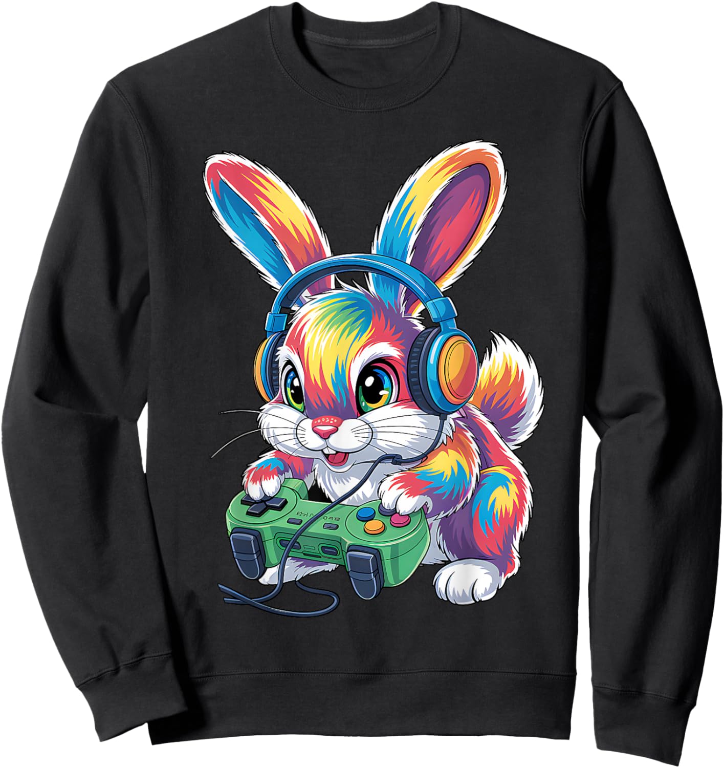 Gamer Bunny Video Colorful Games Boys Gaming Bunny Lover Sweatshirt - Sweatshirt | Black