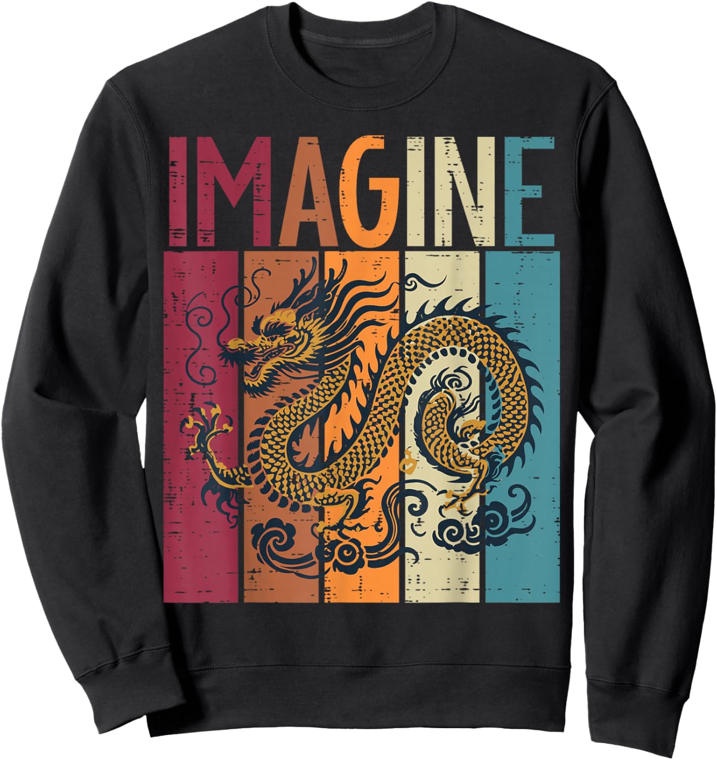 Japanese Dragon Imagine Retro Fantasy Mythical Men Women Child Sweatshirt - Sweatshirt | Black
