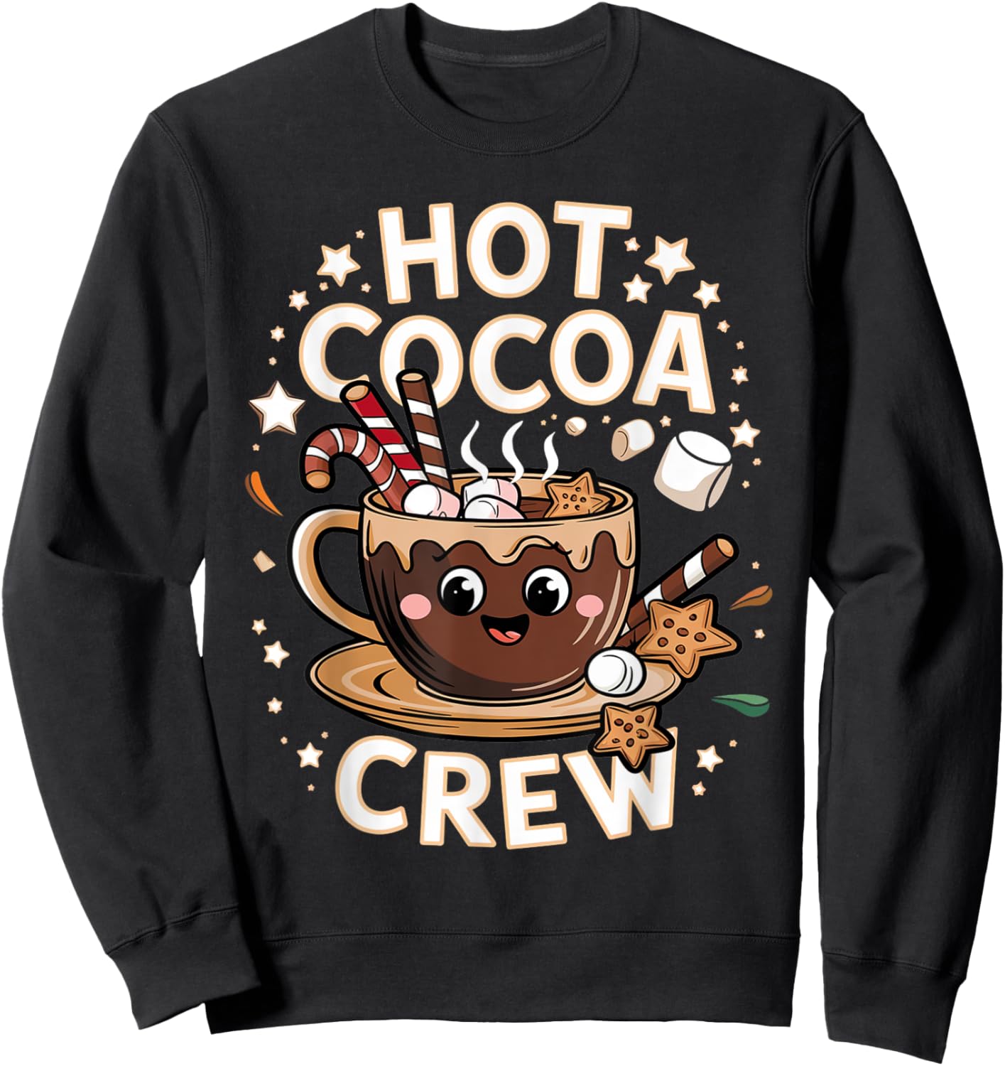 Hot Cocoa Crew Cozy Winter Holiday Team Xmas Matching Sweatshirt - Sweatshirt | Black