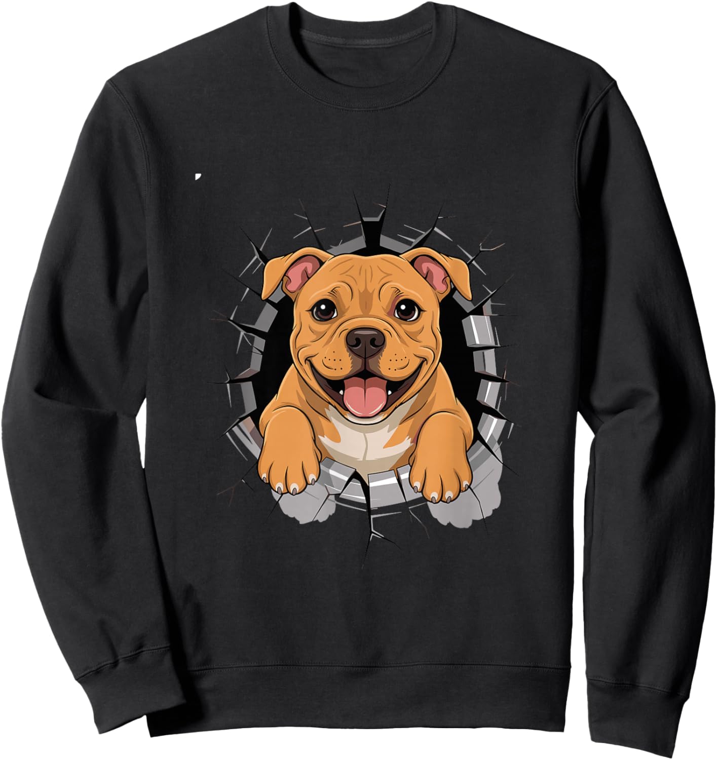 Cracked Wall Staffordshire Bull Terrier Staffy Sweatshirt - Sweatshirt | Black