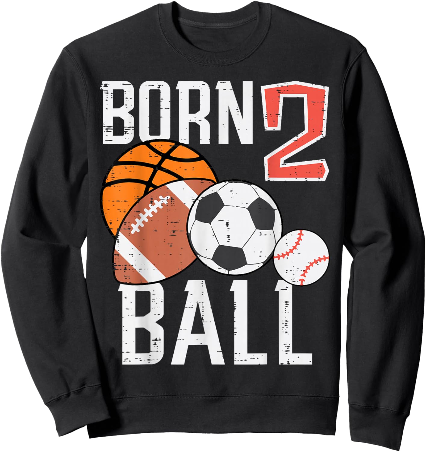 Born Basketball Football 2nd Birthday Toddler Boy Kid Sweatshirt - Sweatshirt | Black