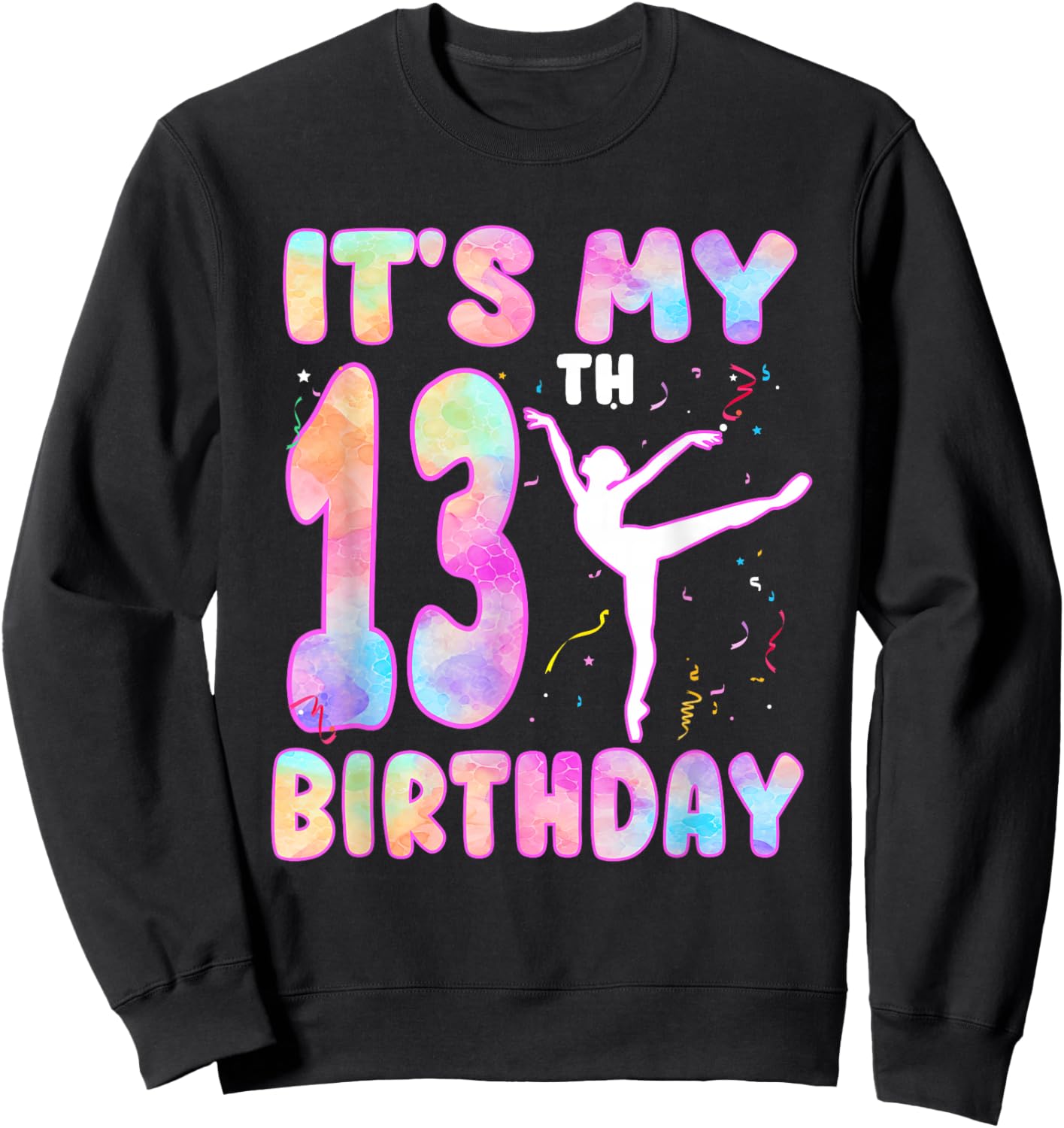 It's My 13th Birthday Gymnastic Theme 13 Year Old Gymnast Sweatshirt - Sweatshirt | Black