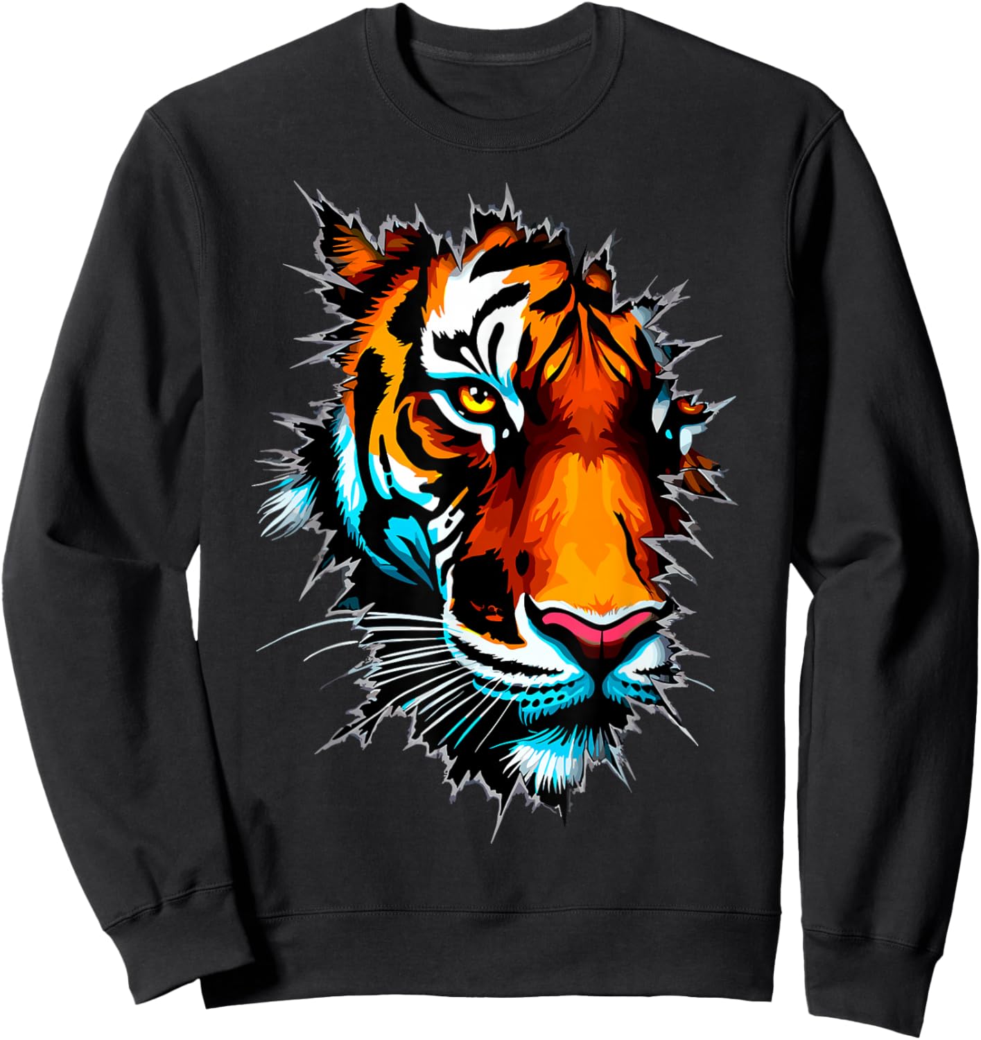 Tiger Face Wild Animal Tiger Sweatshirt - Sweatshirt | Black