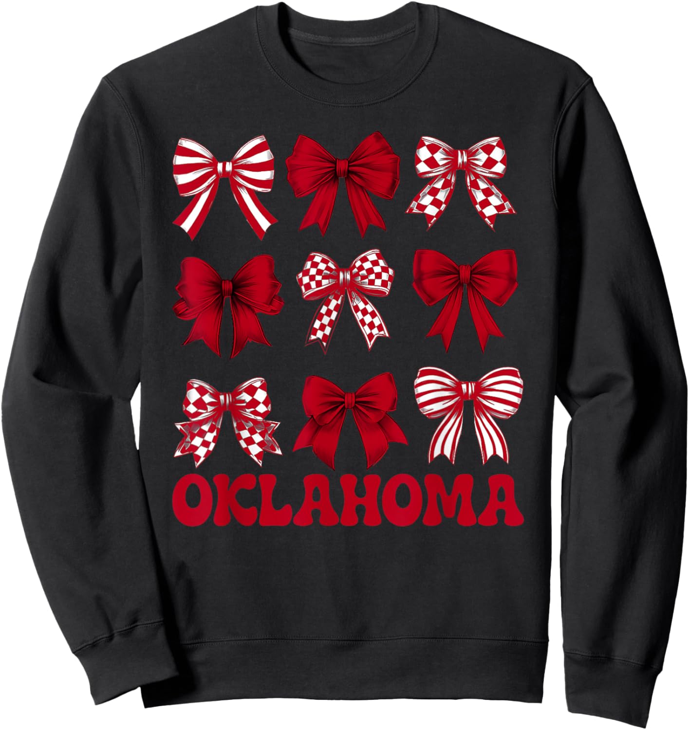 Oklahoma Groovy Cute Coquette Bow Girls Kids Sweatshirt - Sweatshirt | Black
