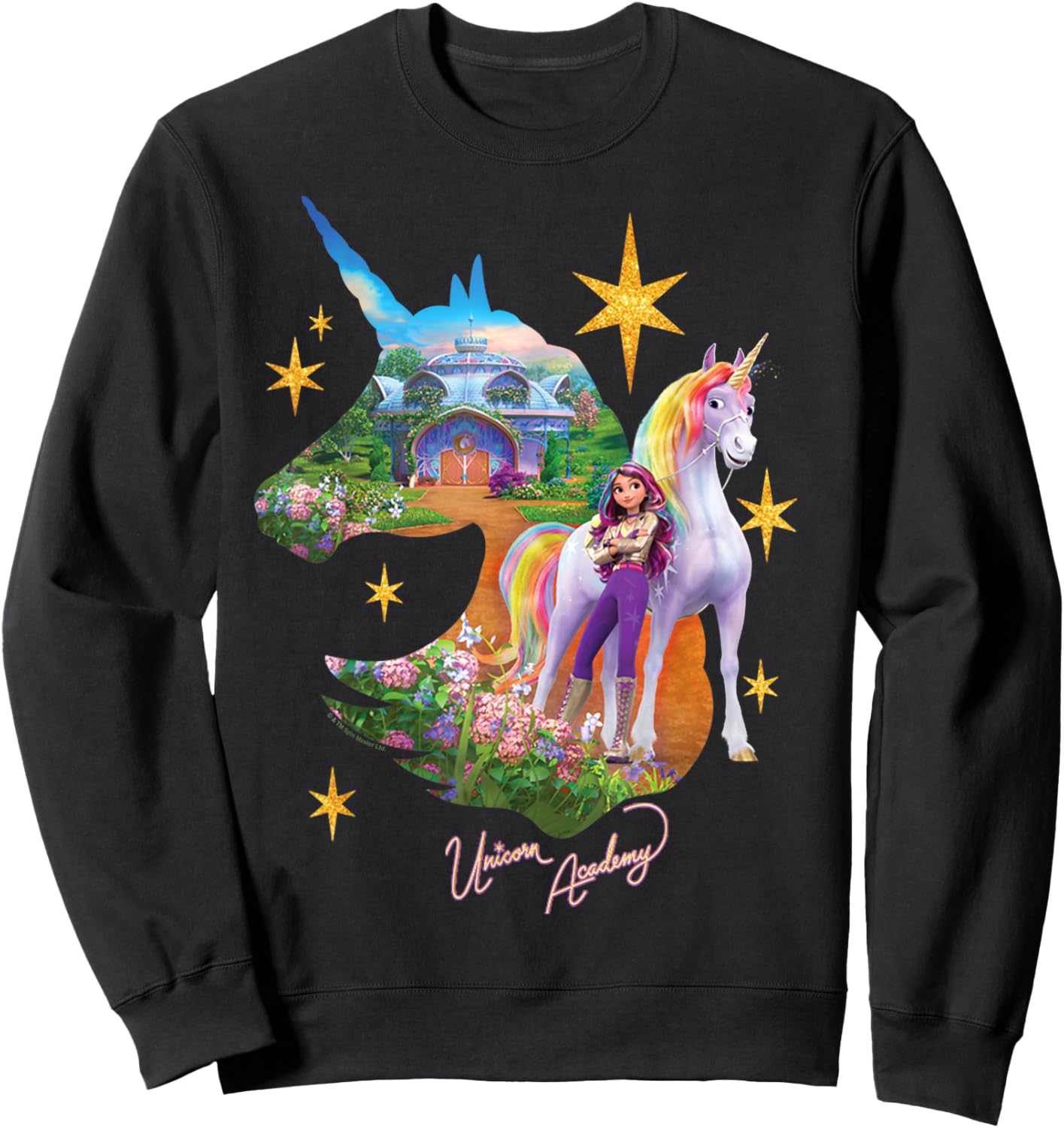 Unicorn Academy Sophia and Wildstar Magical Silhouette Sweatshirt - Sweatshirt | Black