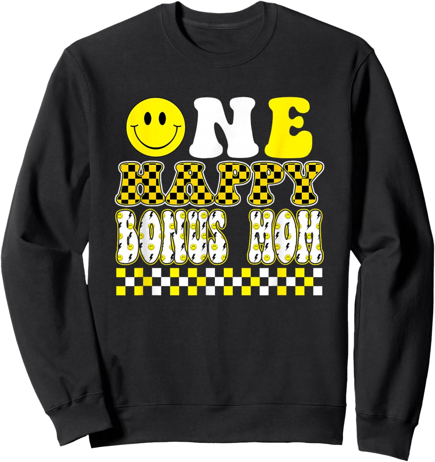 One Happy Dude Bonus Mom 1st Birthday Family Matching Sweatshirt - Sweatshirt | Black