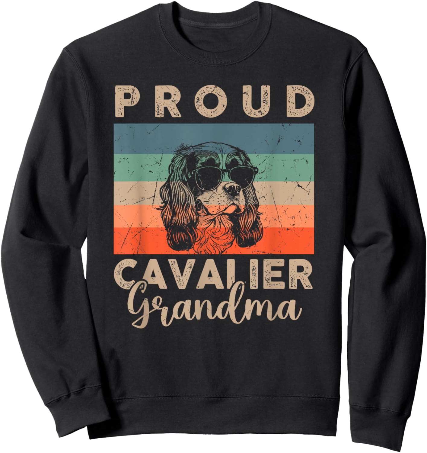 Funny Proud Cavalier Grandma Gifts Dog Lover Xmas Sweatshirt - Sweatshirt | Black