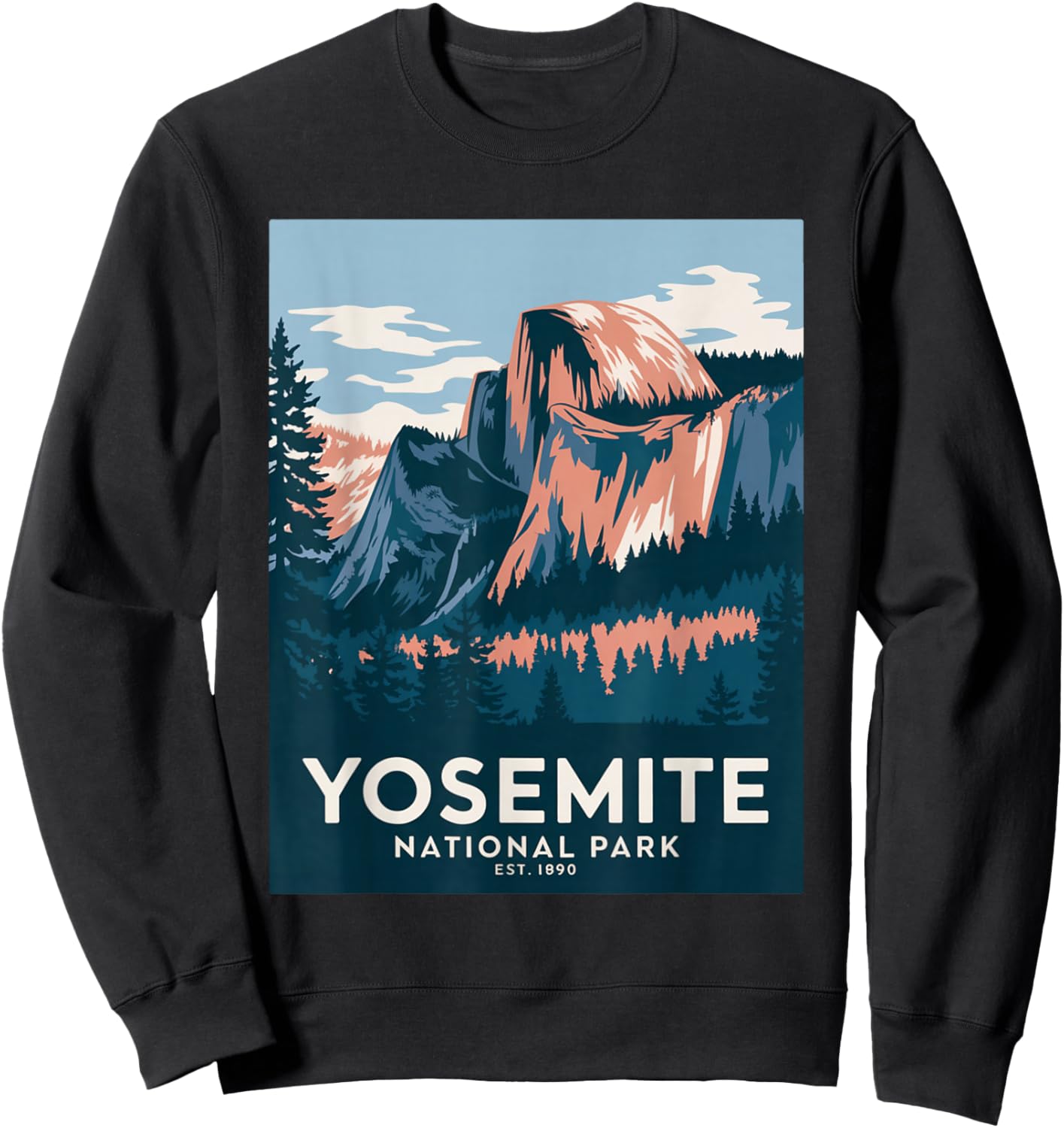 Yosemite National Park Vintage Camping Hiking Men Women Kids Sweatshirt - Sweatshirt | Black