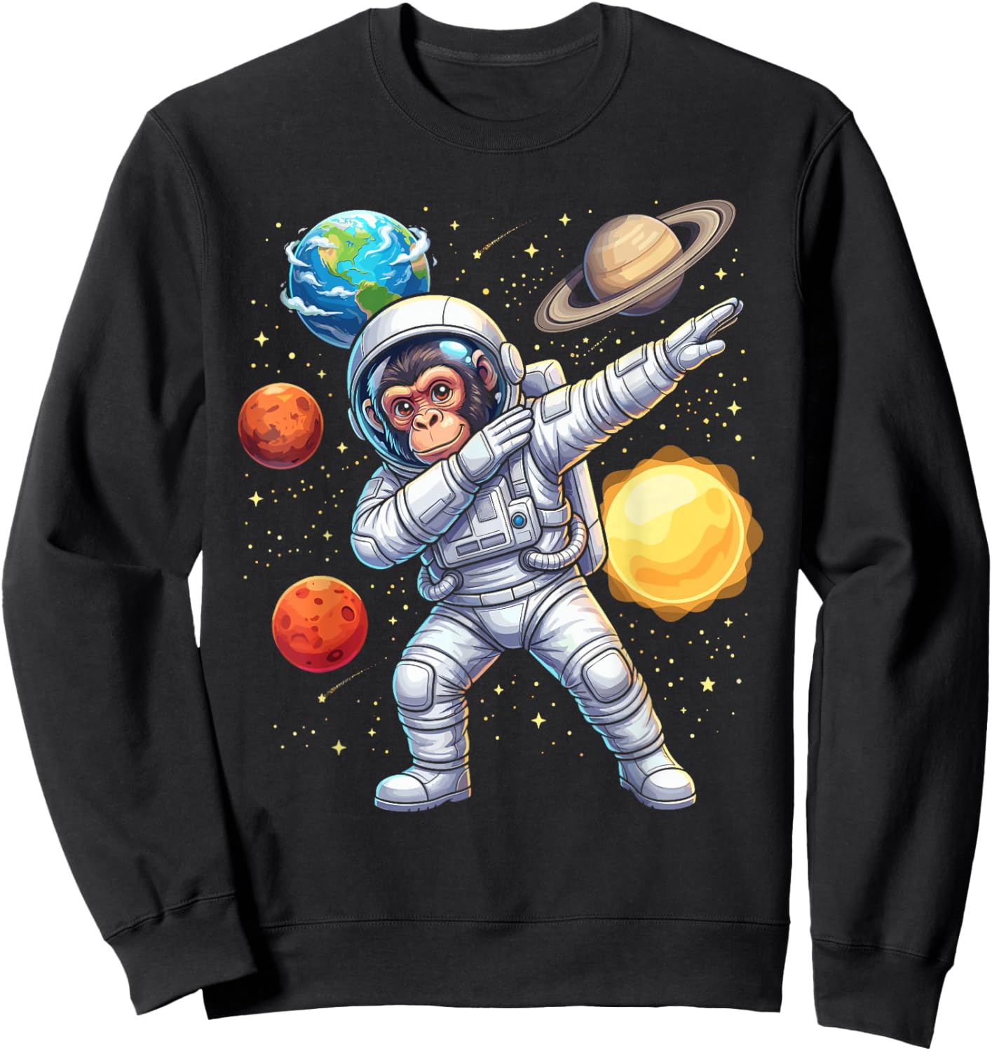 Ape Astronaut Monkey Dabbing Funny Space Animal for Kids Sweatshirt - Sweatshirt | Black