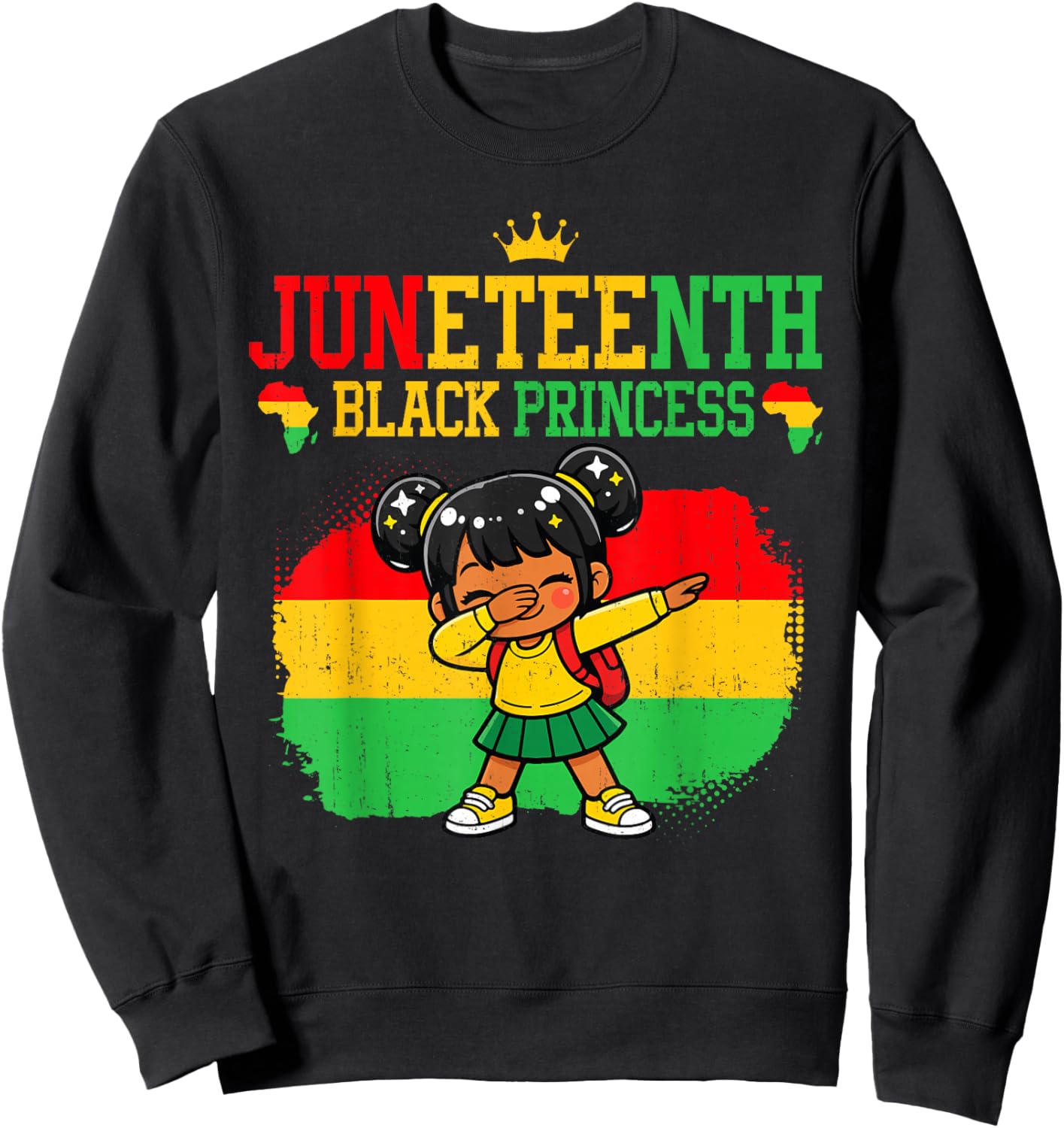 Juneteenth 1865 Black Princess African June 19th Women Kids Sweatshirt - Sweatshirt | Black