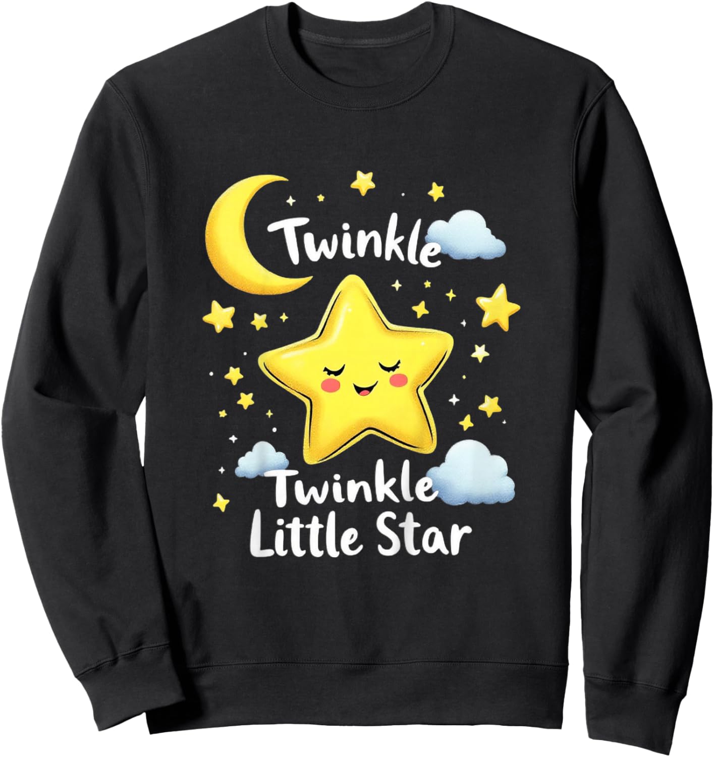 Twinkle Twinkle Little Star Kids – Cute Cartoon Design Sweatshirt - Sweatshirt | Black