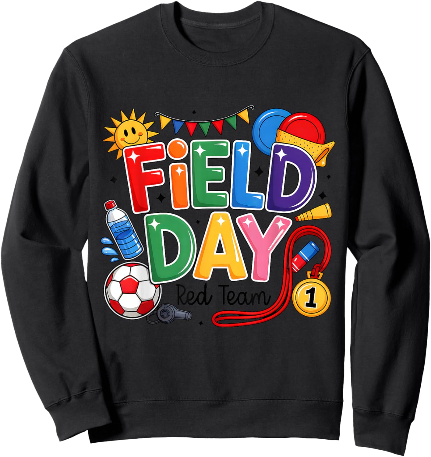Field Day Red Team Funny for Kids Teacher Field Day Games Sweatshirt - Sweatshirt | Black