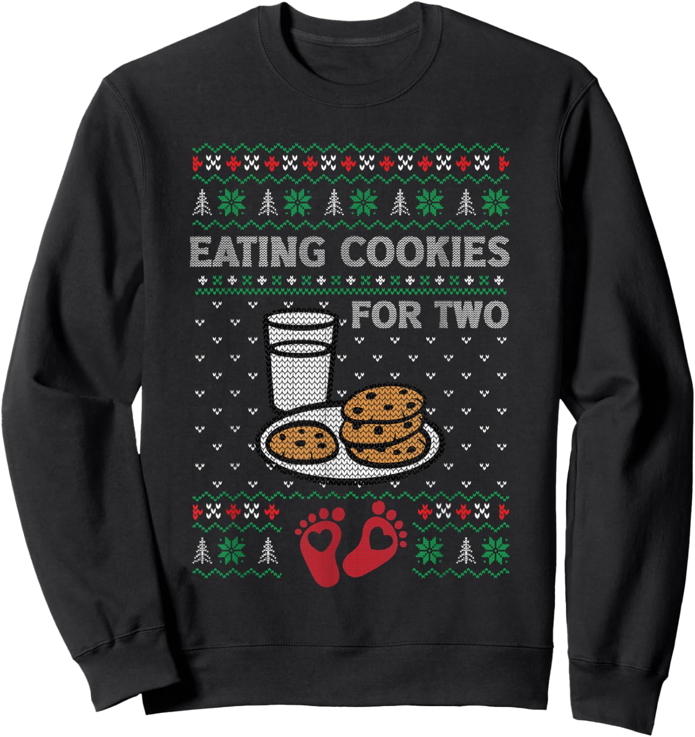 Pregnancy New Mom Baby Pregnant Christmas Matching Couples Sweatshirt - Sweatshirt | Black