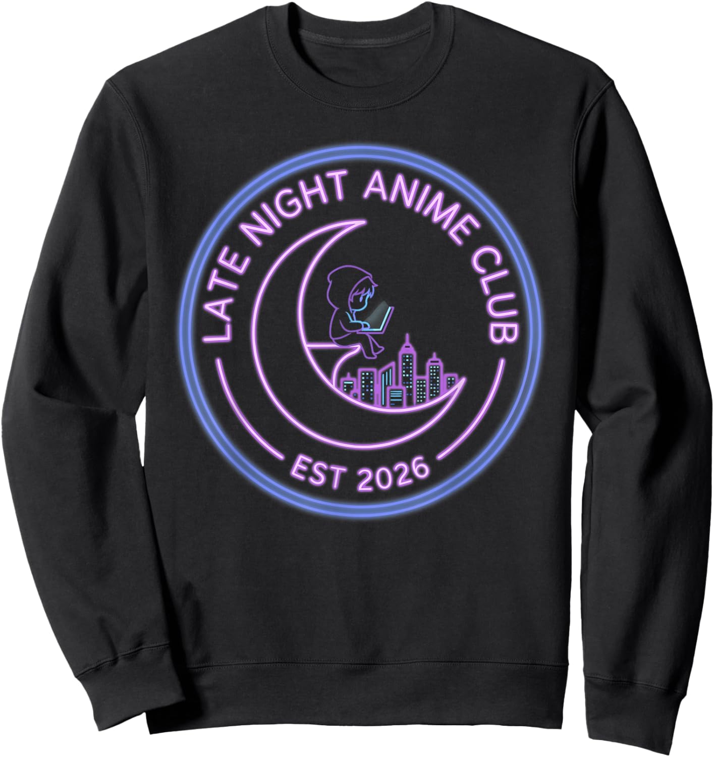 Kawaii Costume Kids Manga Outfit Binge Watcher Anime Club Sweatshirt - Sweatshirt | Black