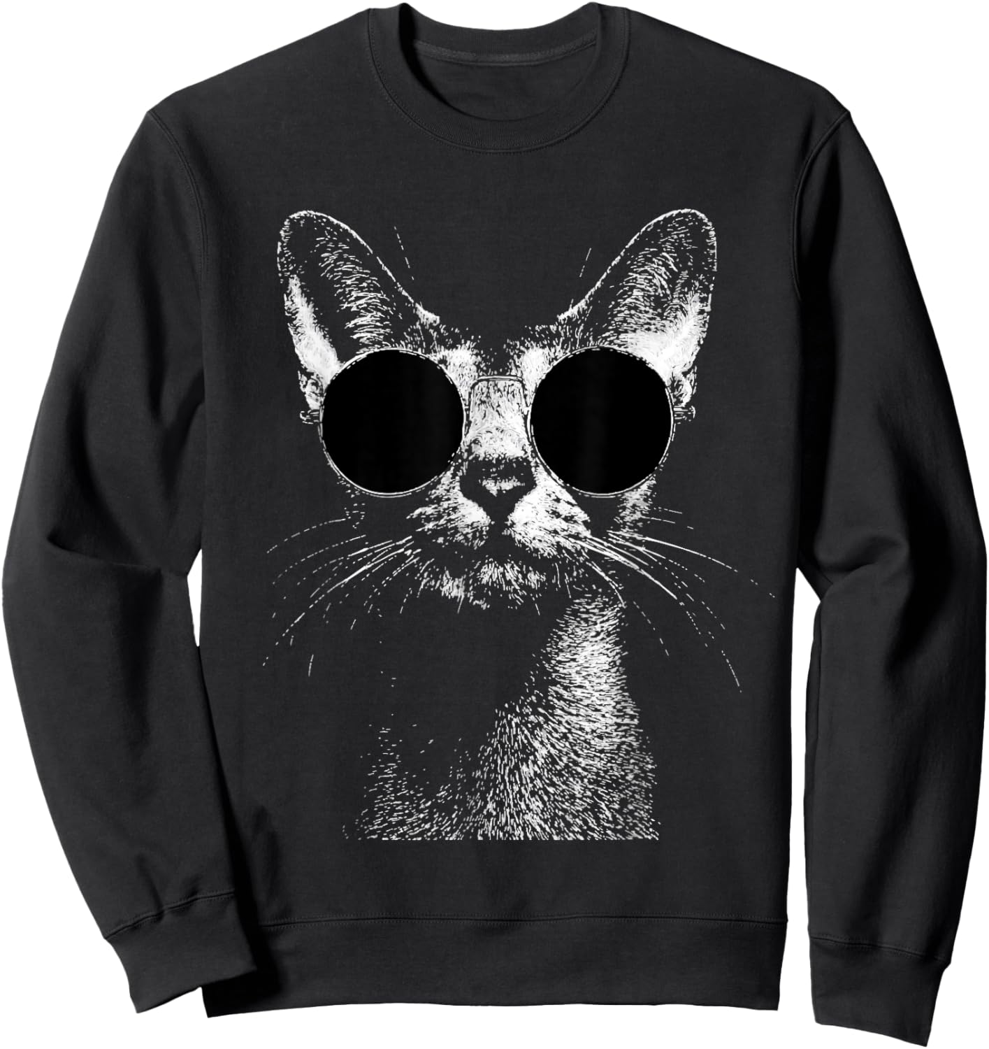 Chat abyssin Style Grunge Hipster avec Lunettes de Soleil Sweatshirt - Sweatshirt | Black