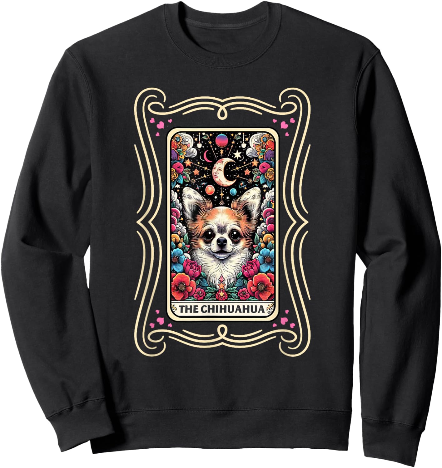 Dog Lover Colorful Tarot Card Chihuahua Graphic Sweatshirt - Sweatshirt | Black