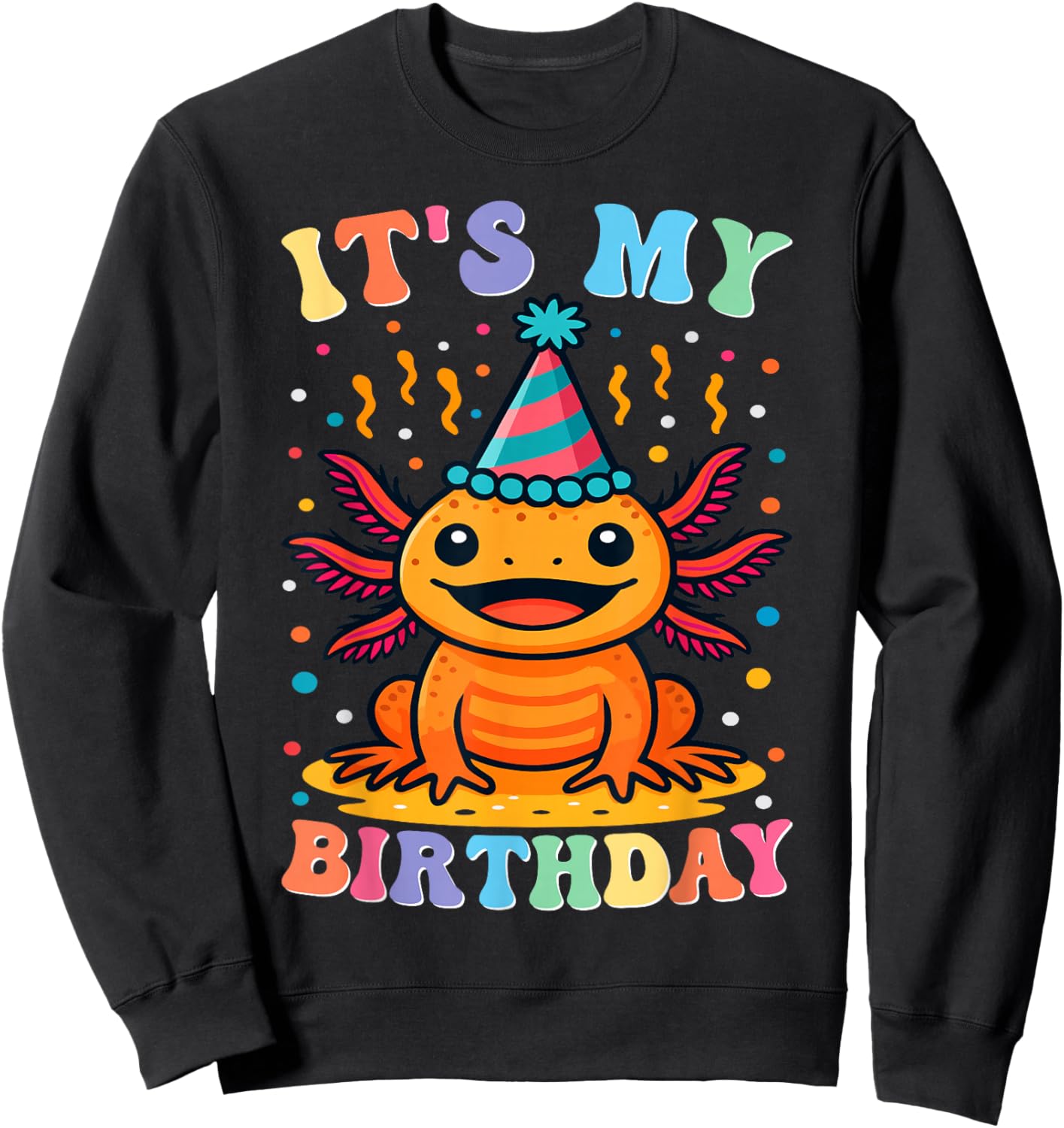 Its My Birthday Axolotl Birthday Party Celebration Sweatshirt - Sweatshirt | Black