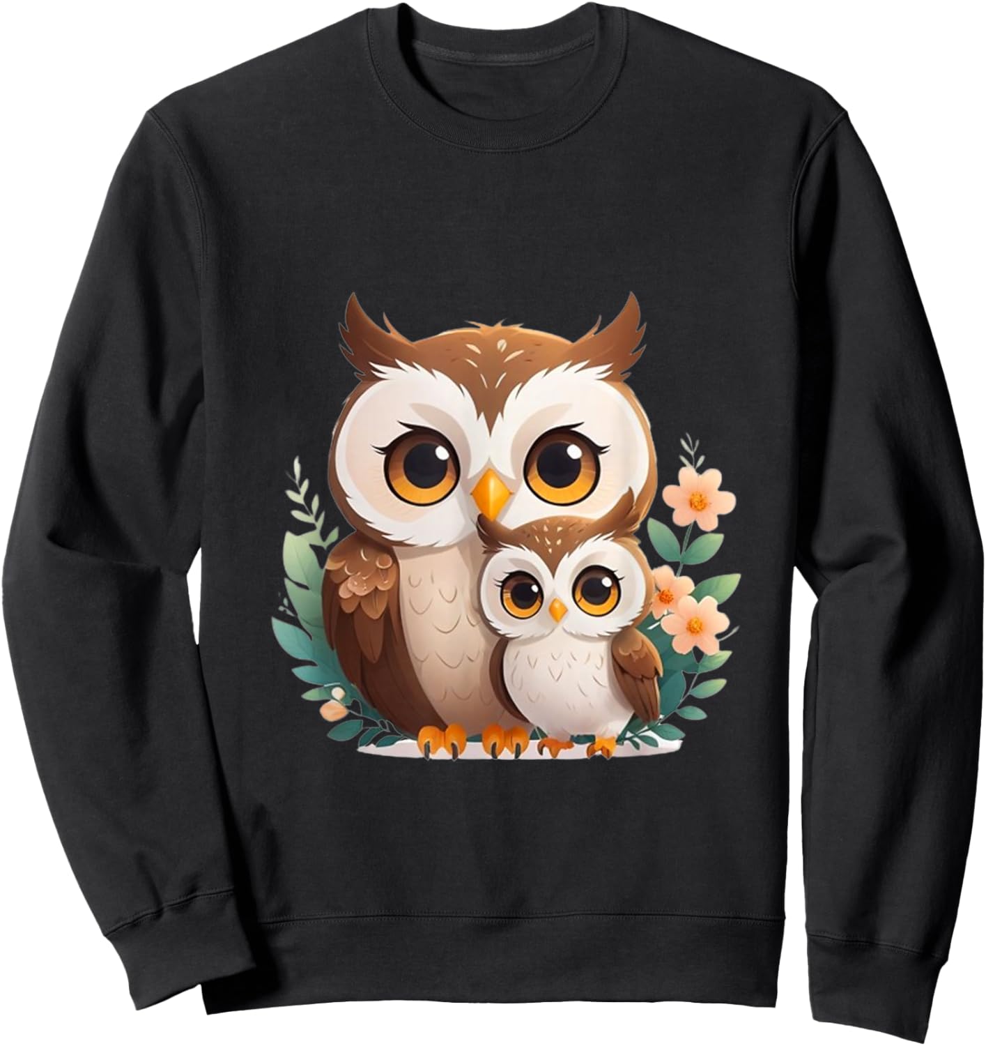 Illustration d'amour de Famille avec Maman et bébé Chouette Sweatshirt - Sweatshirt | Black
