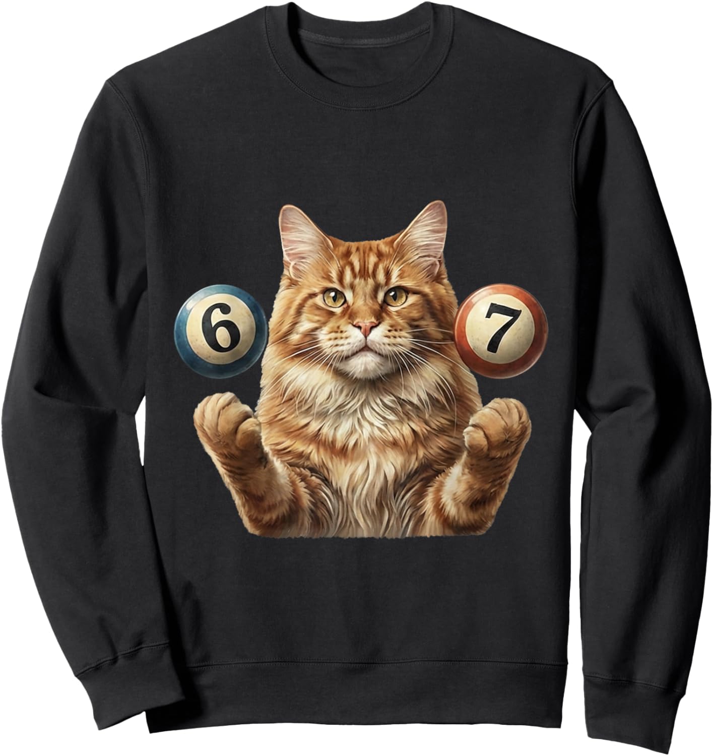 67 Meme - Six Seven Cats Funny Cat Sweatshirt - Sweatshirt | Black