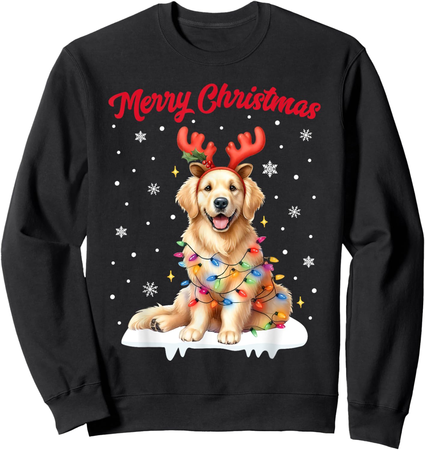 Christmas Pajamas Men Women Kids Golden Retriever Dog Sweatshirt - Sweatshirt | Black