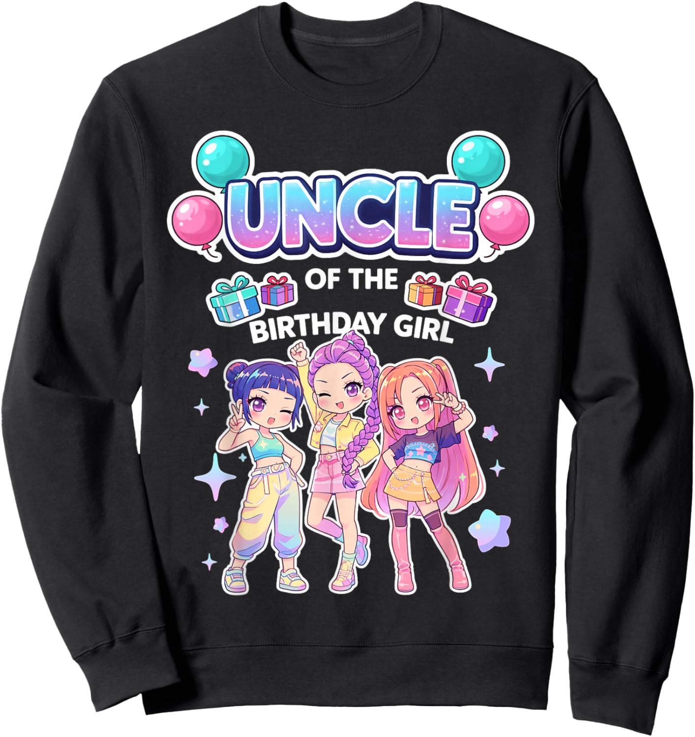 Uncle of the Birthday Girl Cute Chibi Funny Korean Pop Sweatshirt - Sweatshirt | Black
